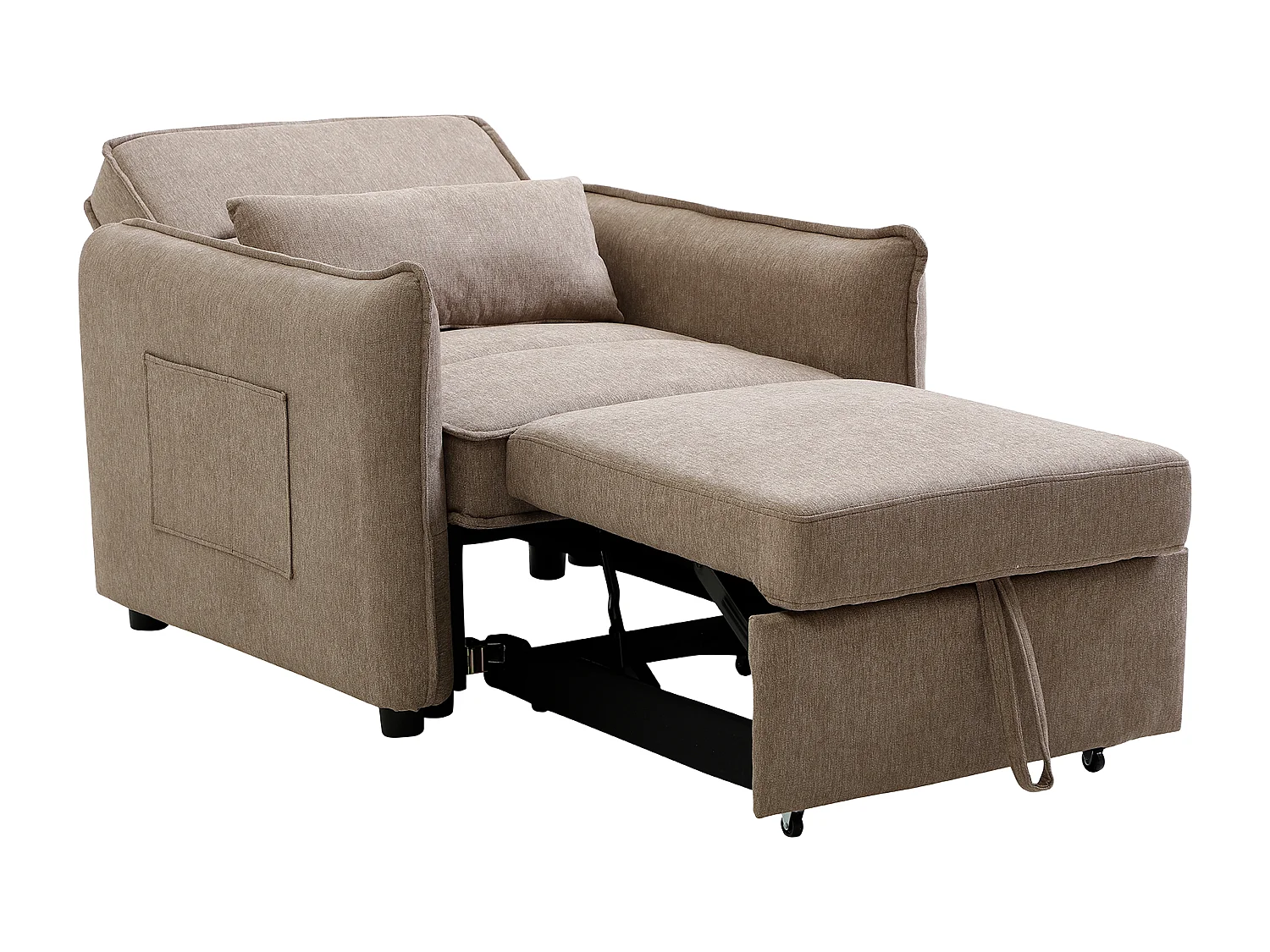 Sessel mit Schlaffunktion aus taupefarbenem Stoff FENORA