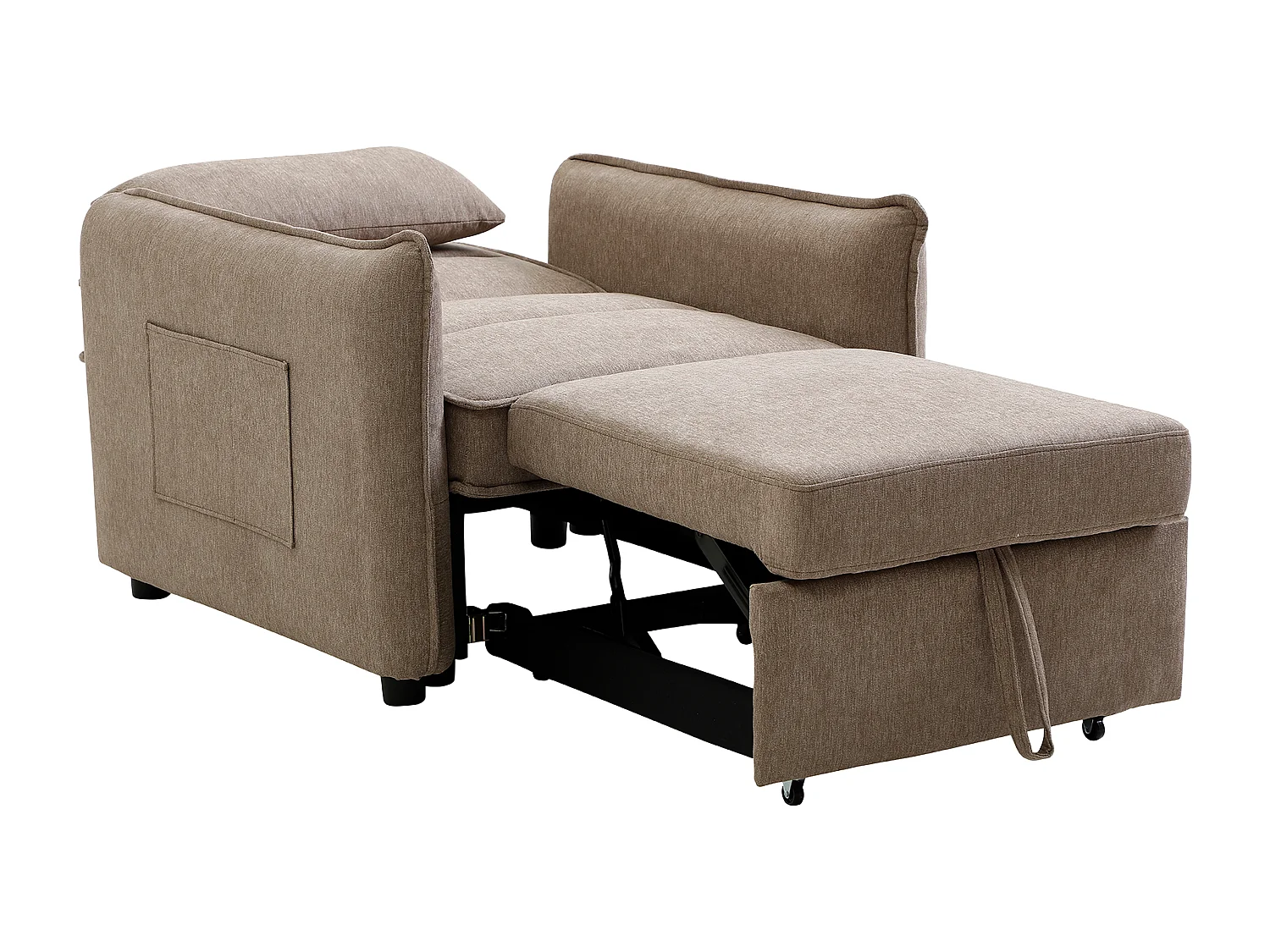 Sessel mit Schlaffunktion aus taupefarbenem Stoff FENORA