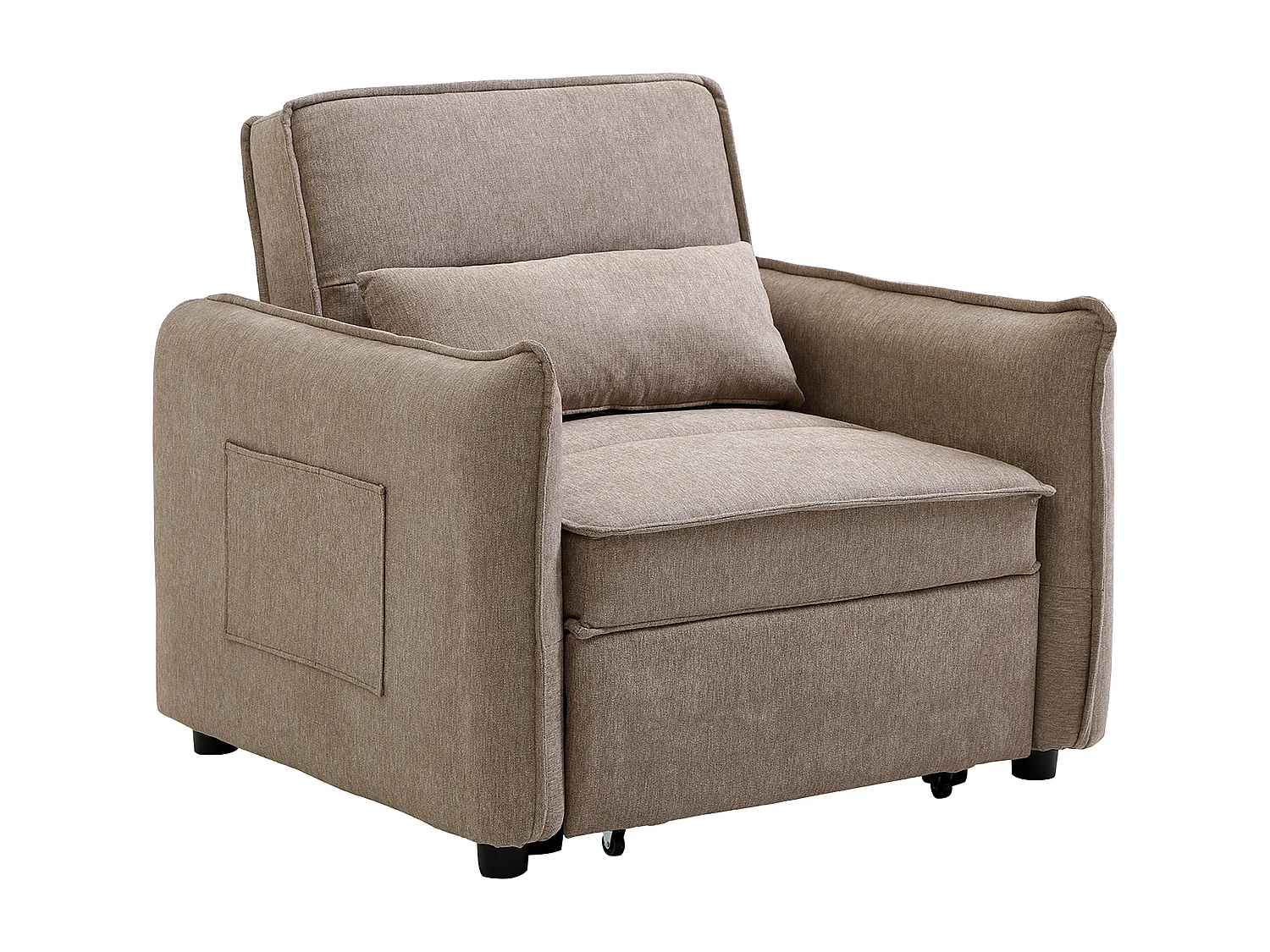 Sessel mit Schlaffunktion aus taupefarbenem Stoff FENORA