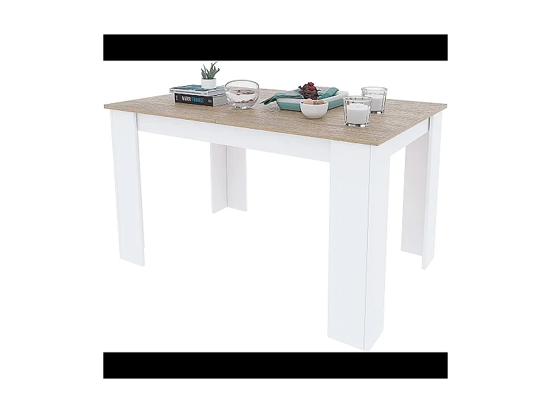 Tavolo da Pranzo Allungabile Estensibile Fino a 190 cm Tavolino Per 6 Persone Salotto Soggiorno Salone Design Moderno 190 x 78 x 90 cm Bianco Rovere