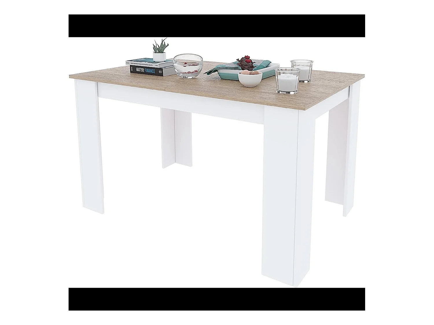 Tavolo da Pranzo Allungabile Estensibile Fino a 190 cm Tavolino Per 6 Persone Salotto Soggiorno Salone Design Moderno 190 x 78 x 90 cm Bianco Rovere