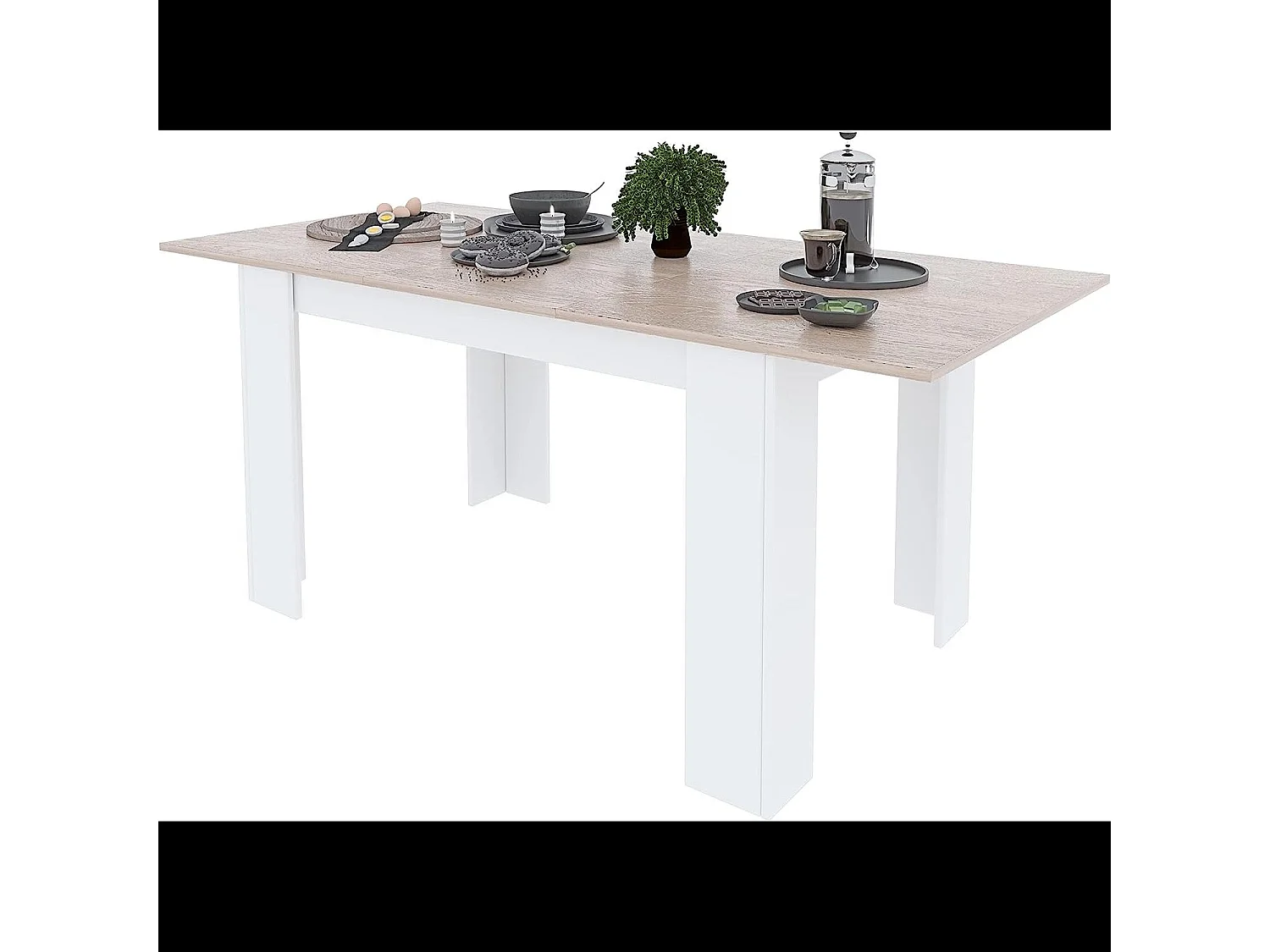 Tavolo da Pranzo Allungabile Estensibile Fino a 190 cm Tavolino Per 6 Persone Salotto Soggiorno Salone Design Moderno 190 x 78 x 90 cm Bianco Rovere