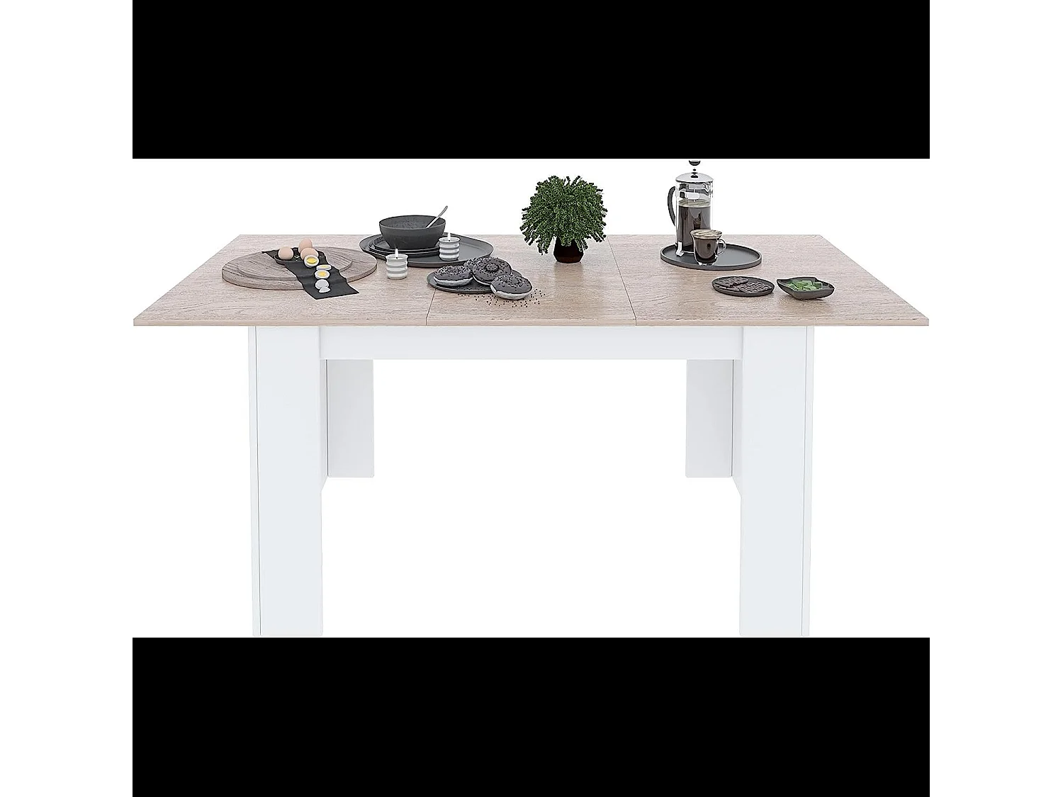 Tavolo da Pranzo Allungabile Estensibile Fino a 190 cm Tavolino Per 6 Persone Salotto Soggiorno Salone Design Moderno 190 x 78 x 90 cm Bianco Rovere