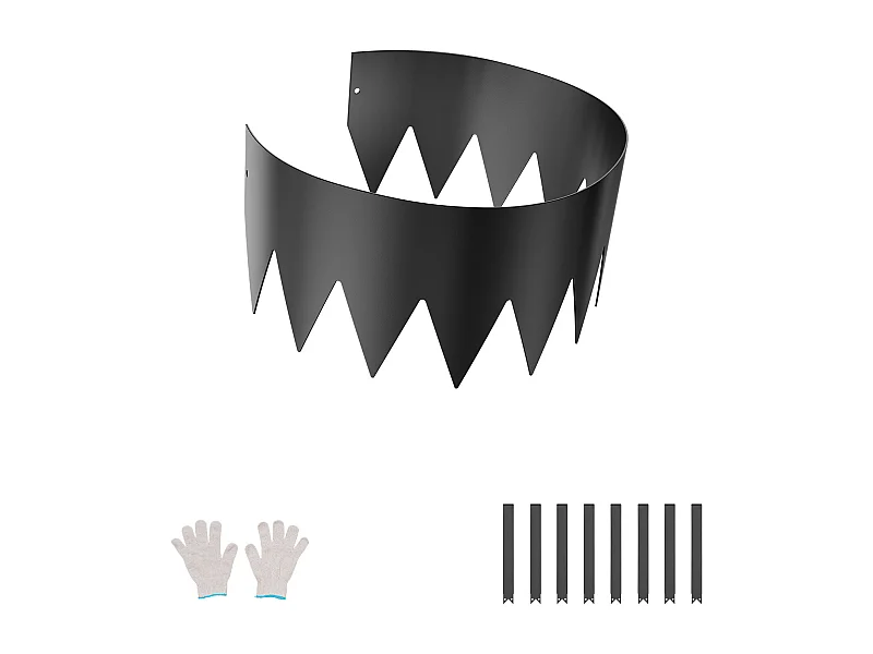 Borda de Jardim em Aço Anti-ferrugem SucceBuy, 6 PCS, 101,6 x 20,3 cm, Preto, para Jardins, Relvados, Pátios