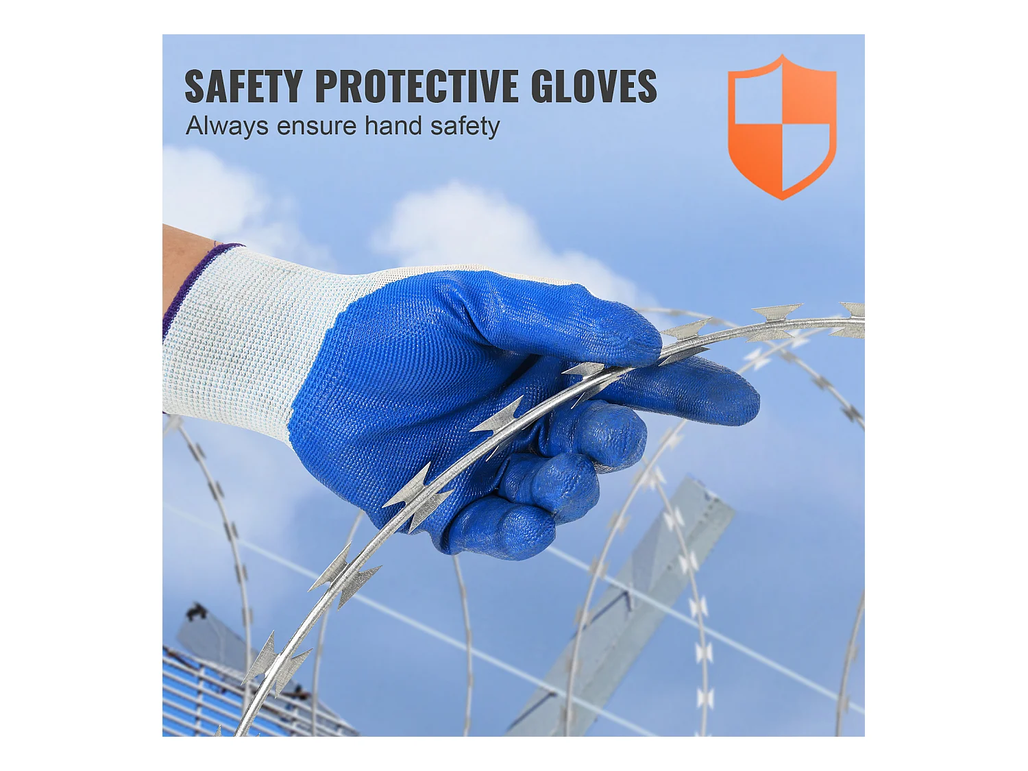 Fil de Fer Barbelé SucceBuy, Clôture en Fil de Fer Barbelé de 75 m, 5 Rouleaux, avec Gants et Lames de Rasoir Ultra-Tranchantes