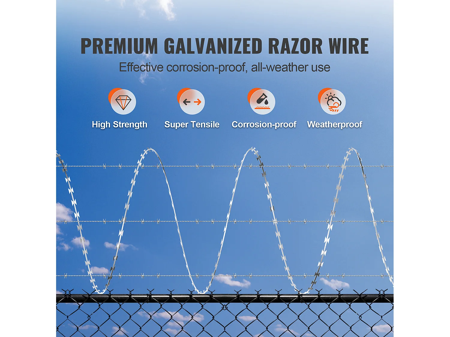 Fil de Fer Barbelé SucceBuy, Clôture en Fil de Fer Barbelé de 75 m, 5 Rouleaux, avec Gants et Lames de Rasoir Ultra-Tranchantes