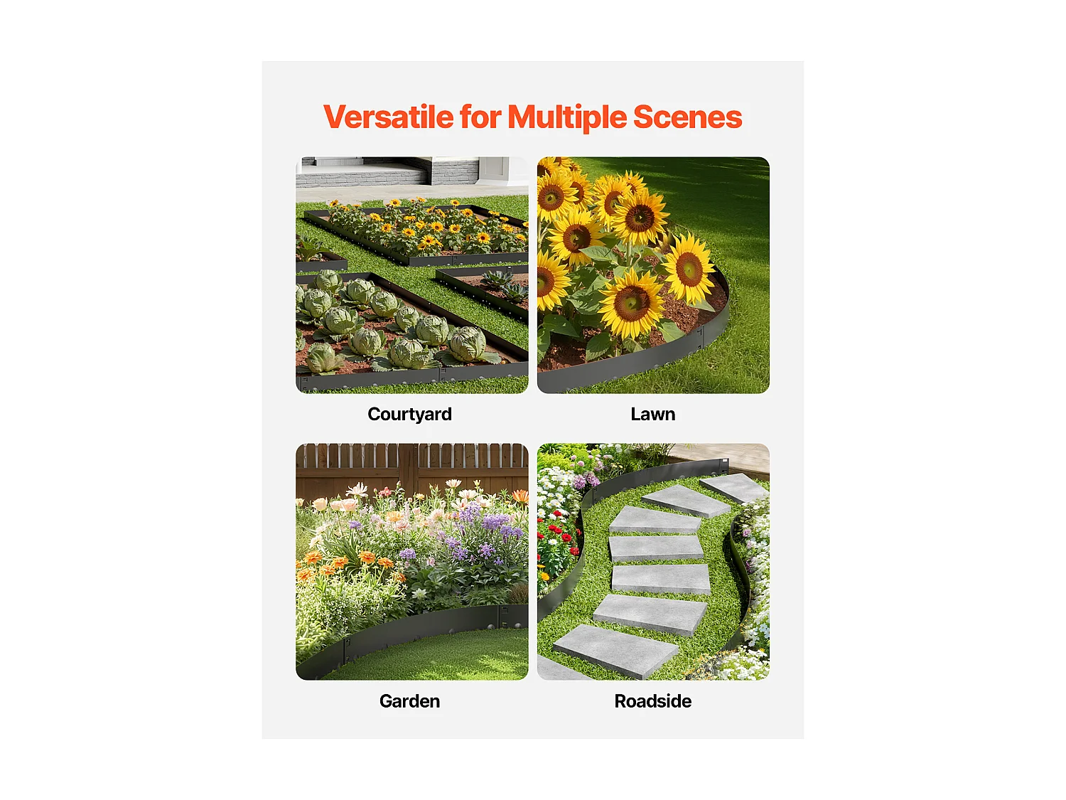 Krawędź Ogródkowa z Stali Odpornej na Zardzewienie SucceBuy, 5 SZTUK, 99 x 15,6 cm