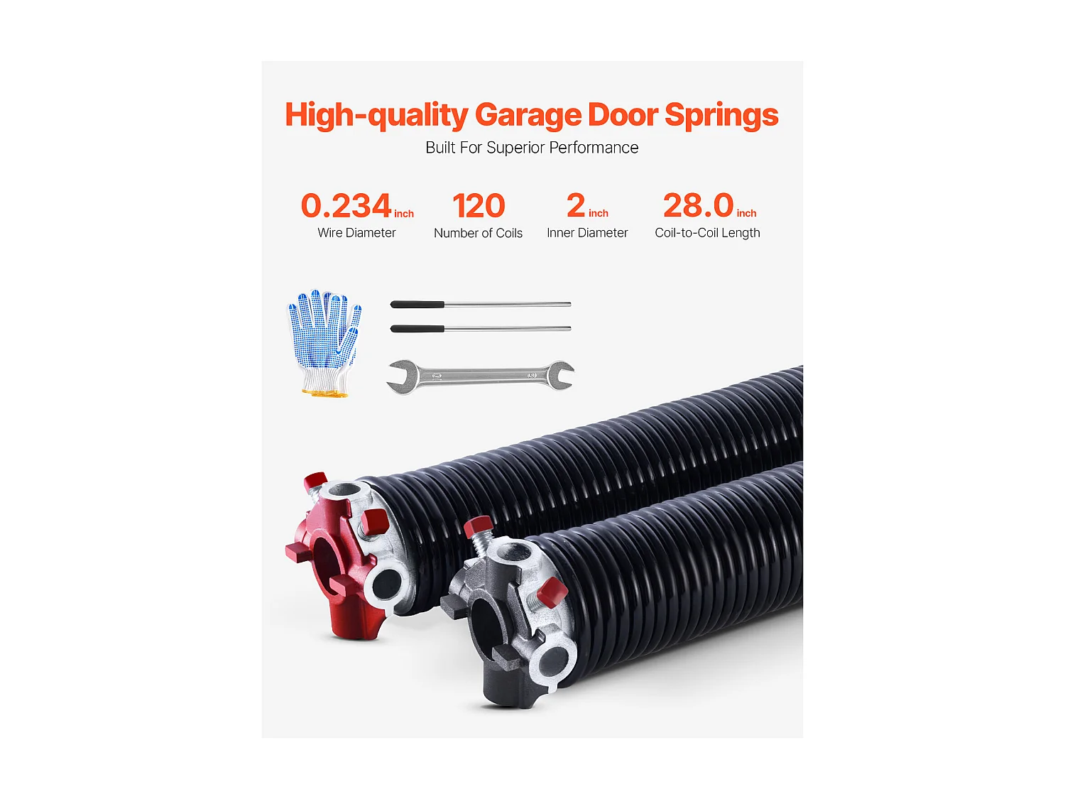 Molle a Torsione SucceBuy per Porta del Garage, Coppia di 0.5 x 5.08 x 71cm con Barre di Avvolgimento