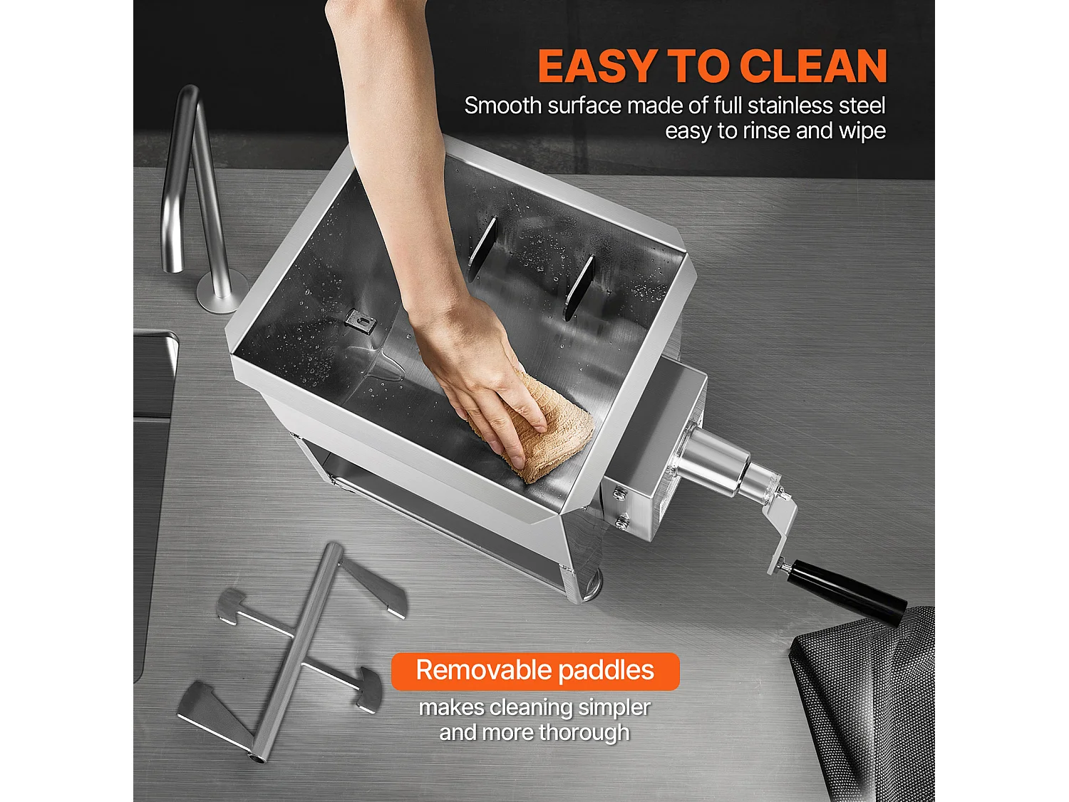 Mezcladora de Carne SucceBuy, Manual con Depósito Fijo de 15 L con Reductor de Velocidad