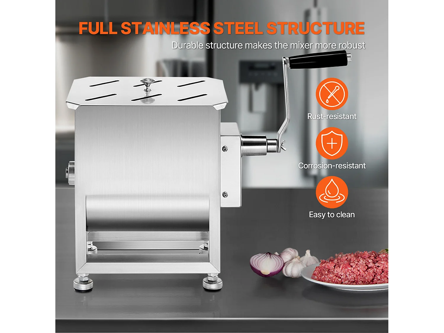 Impastatrice per Carne SucceBuy, Manuale con Serbatoio Fisso da 15 L con Riduttore di Velocità