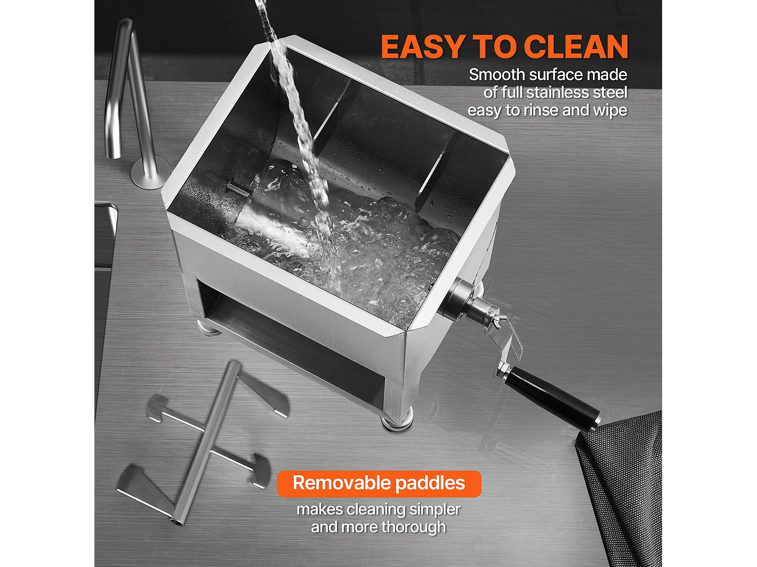 Mélangeur à Viande SucceBuy, Manuel à Réservoir Fixe 15 L en Inox pour Chair à Saucisse