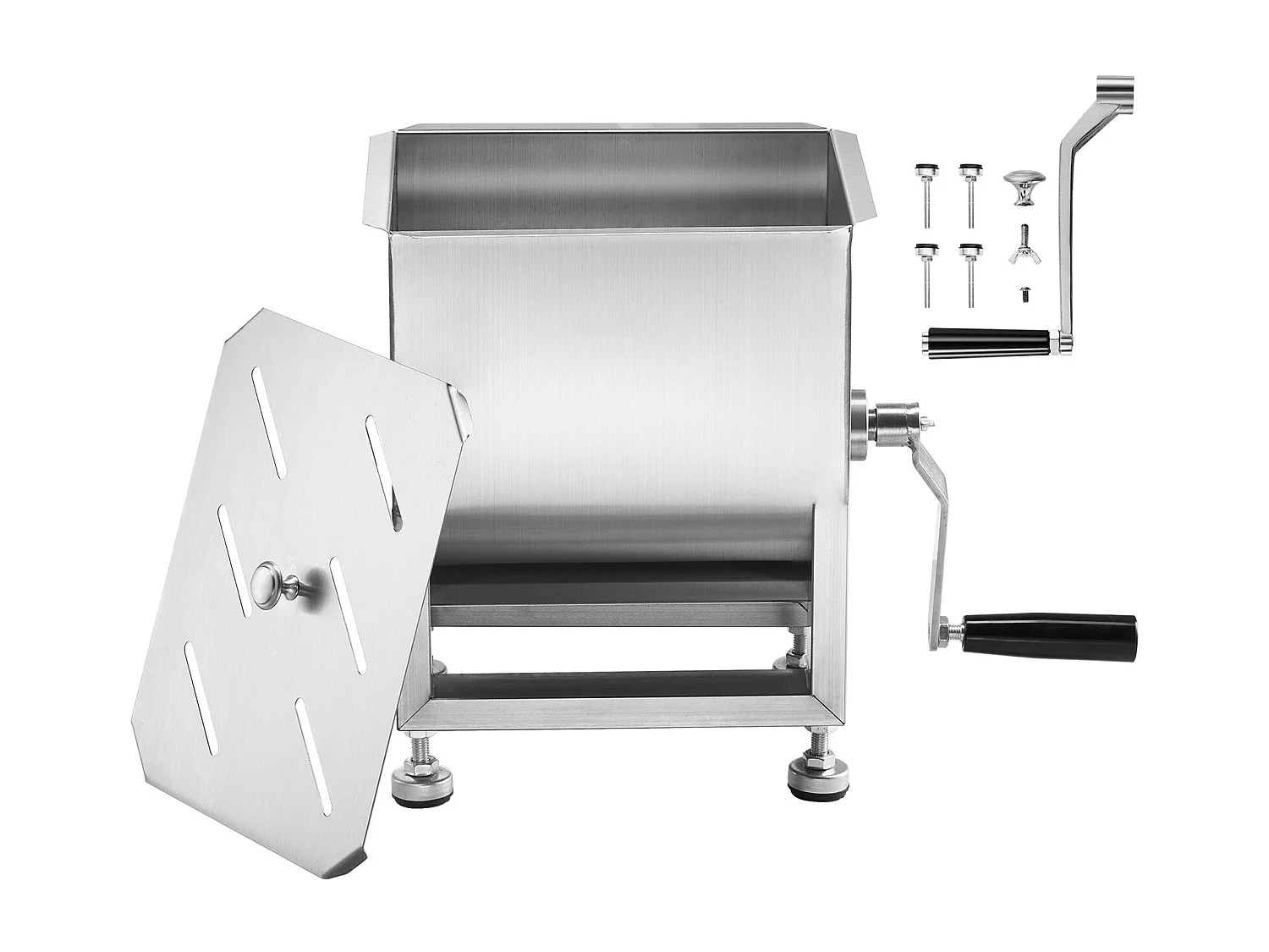 Mélangeur à Viande SucceBuy, Manuel à Réservoir Fixe 15 L en Inox pour Chair à Saucisse