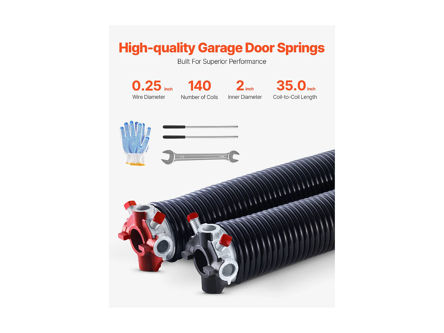 Ressorts de Torsion SucceBuy pour Porte de Garage - Paire, 0.6 x 5.08 x 89cm, avec Barres d'Enroulement Antidérapantes