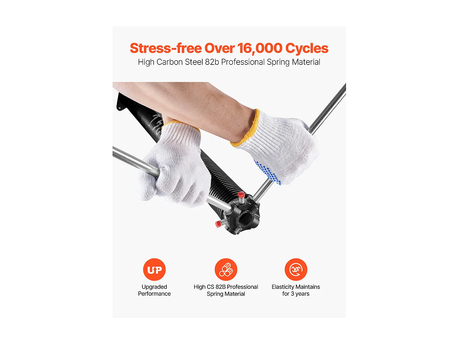 Ressorts de Torsion SucceBuy pour Porte de Garage - Paire, 0.6 x 5.08 x 89cm, avec Barres d'Enroulement Antidérapantes