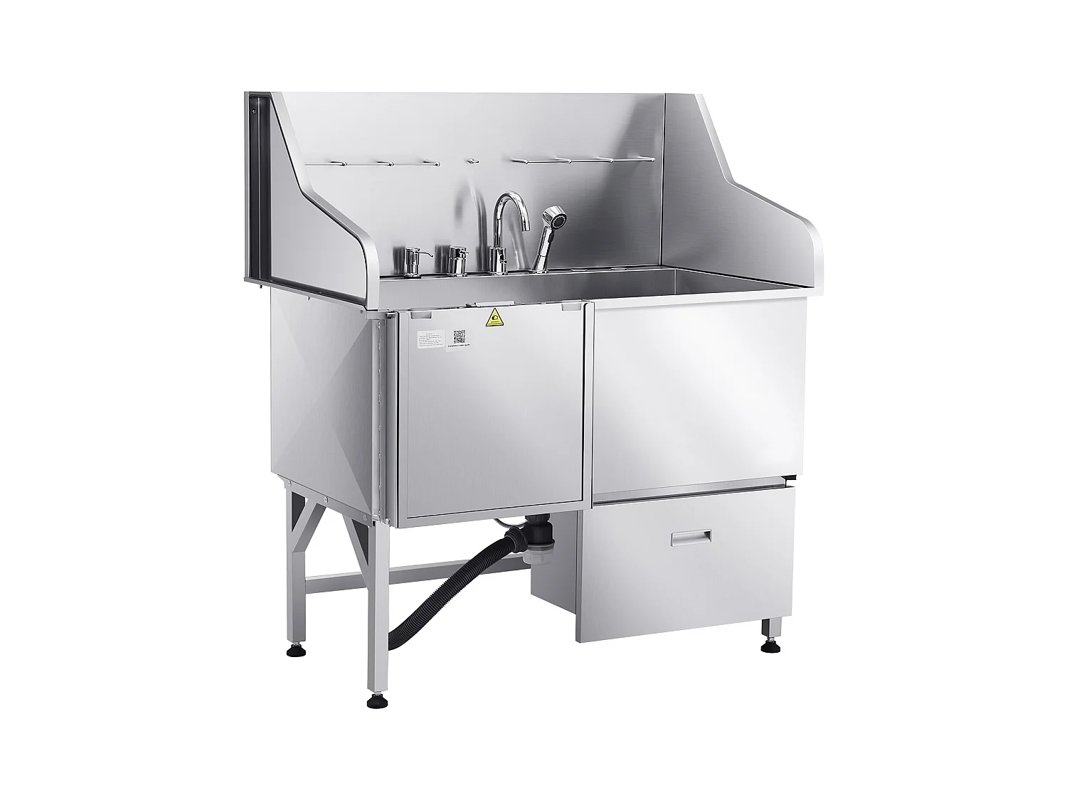 Baignoire de Chien SucceBuy, Animaux Compagnie Acier Inox 127,5cm, Rampe Porte Gauche