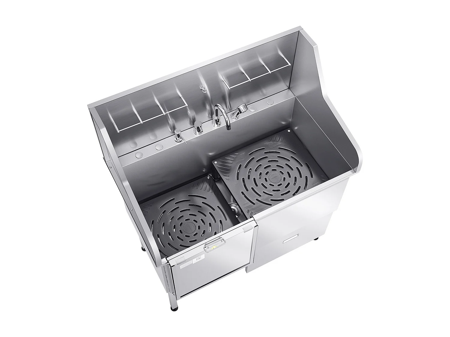 Baignoire de Chien SucceBuy, Animaux Compagnie Acier Inox 127,5cm, Rampe Porte Gauche