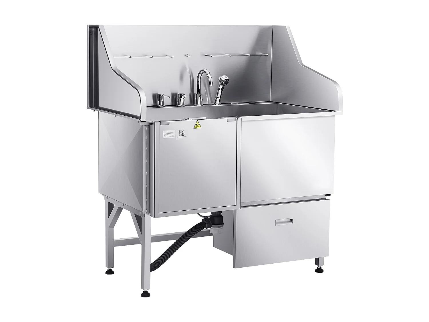 Baignoire de Chien SucceBuy, Animaux Compagnie Acier Inox 127,5cm, Rampe Porte Gauche