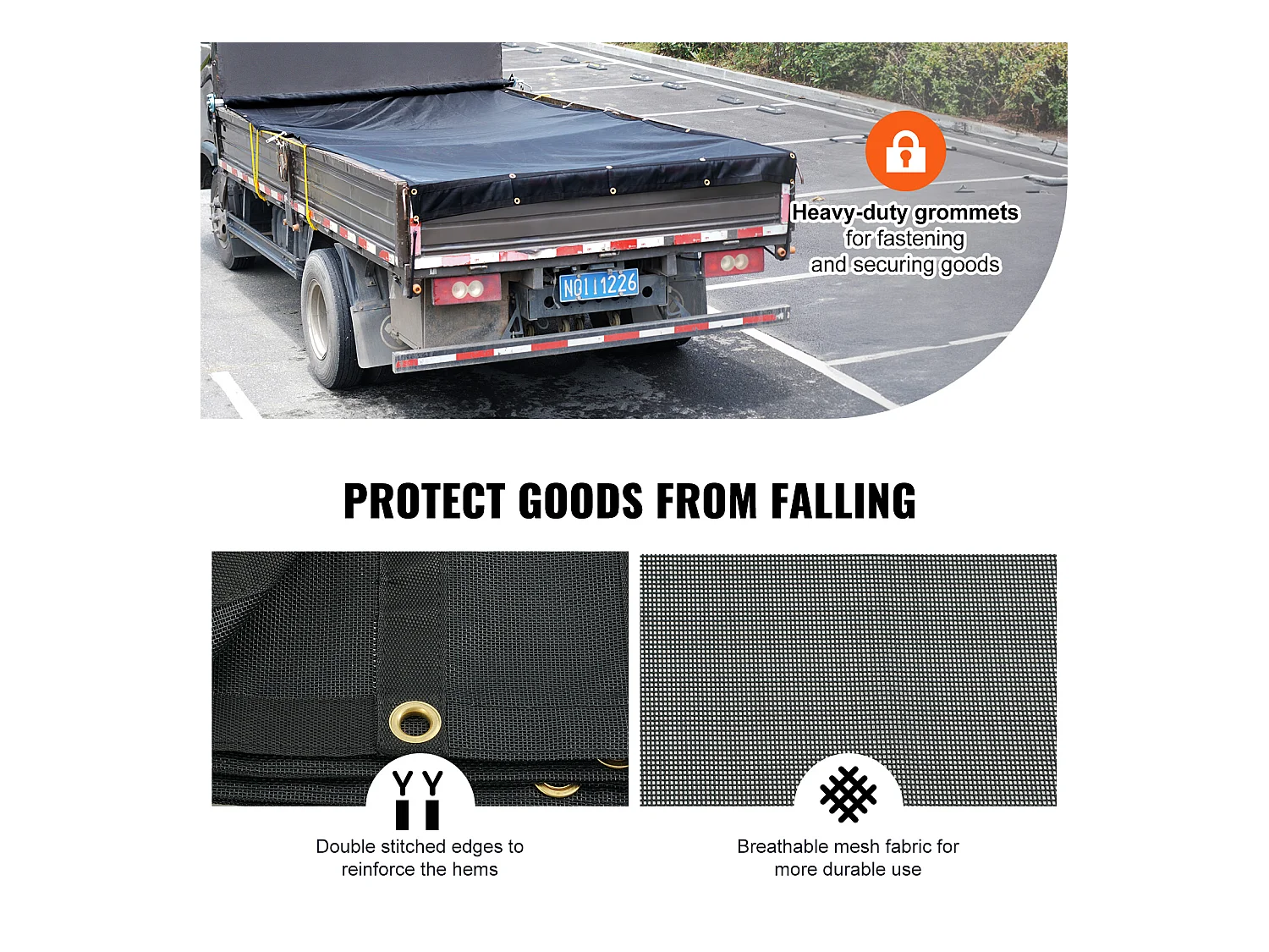 Bâche en Maille SucceBuy pour Camion à Benne Basculante 180 x 430cm PVC 0.5kg Double Poches pour Pare-Soleil de Remorque