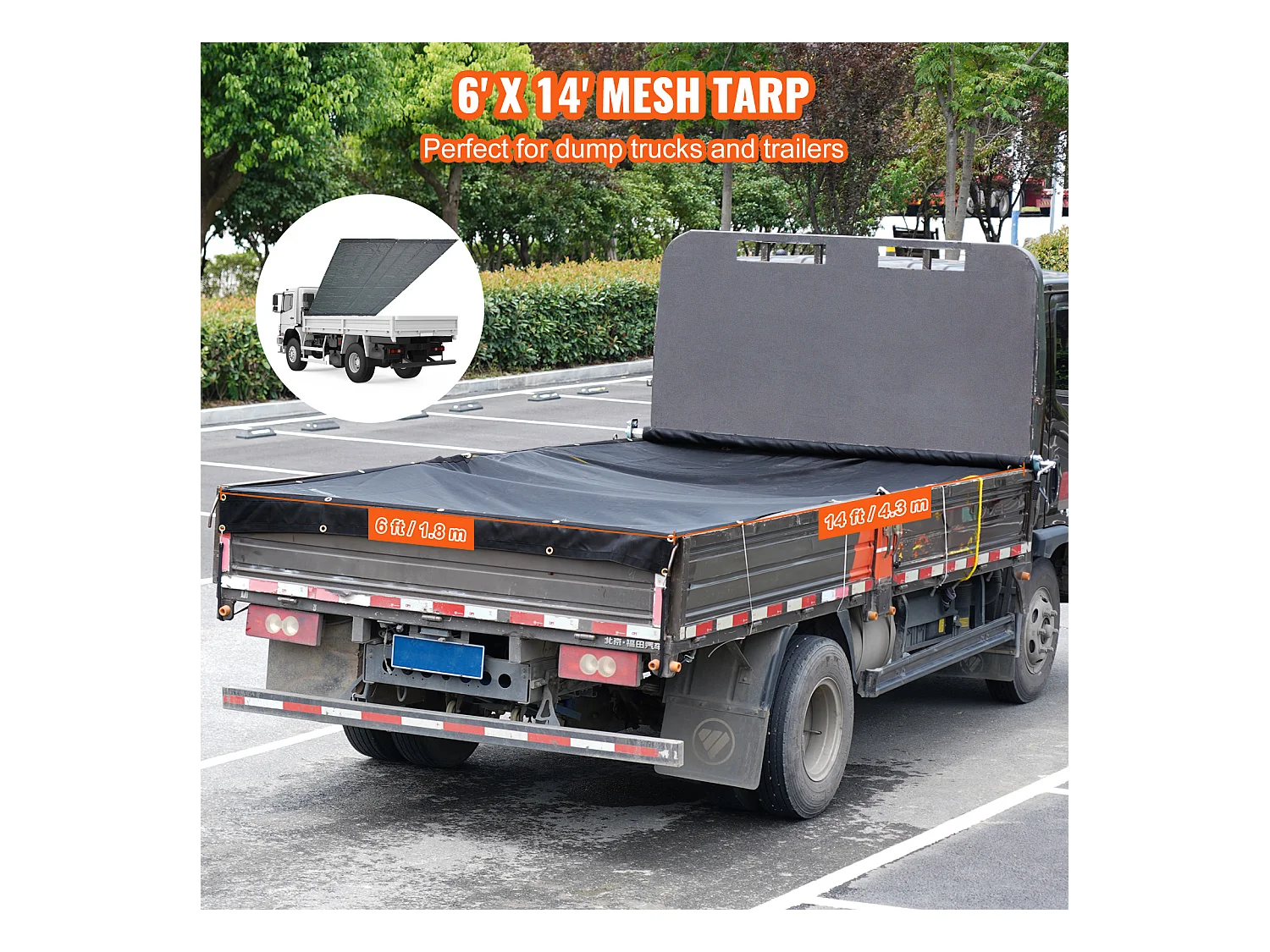 Bâche en Maille SucceBuy pour Camion à Benne Basculante 180 x 430cm PVC 0.5kg Double Poches pour Pare-Soleil de Remorque