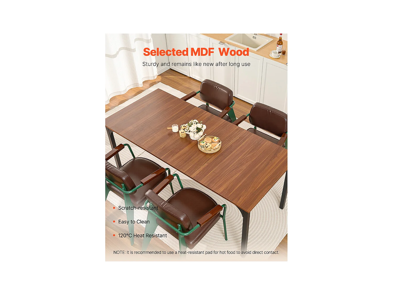 SucceBuy Table de Salle à Manger Rectangulaire en Bois, 180 cm pour 6 à 8 Personnes