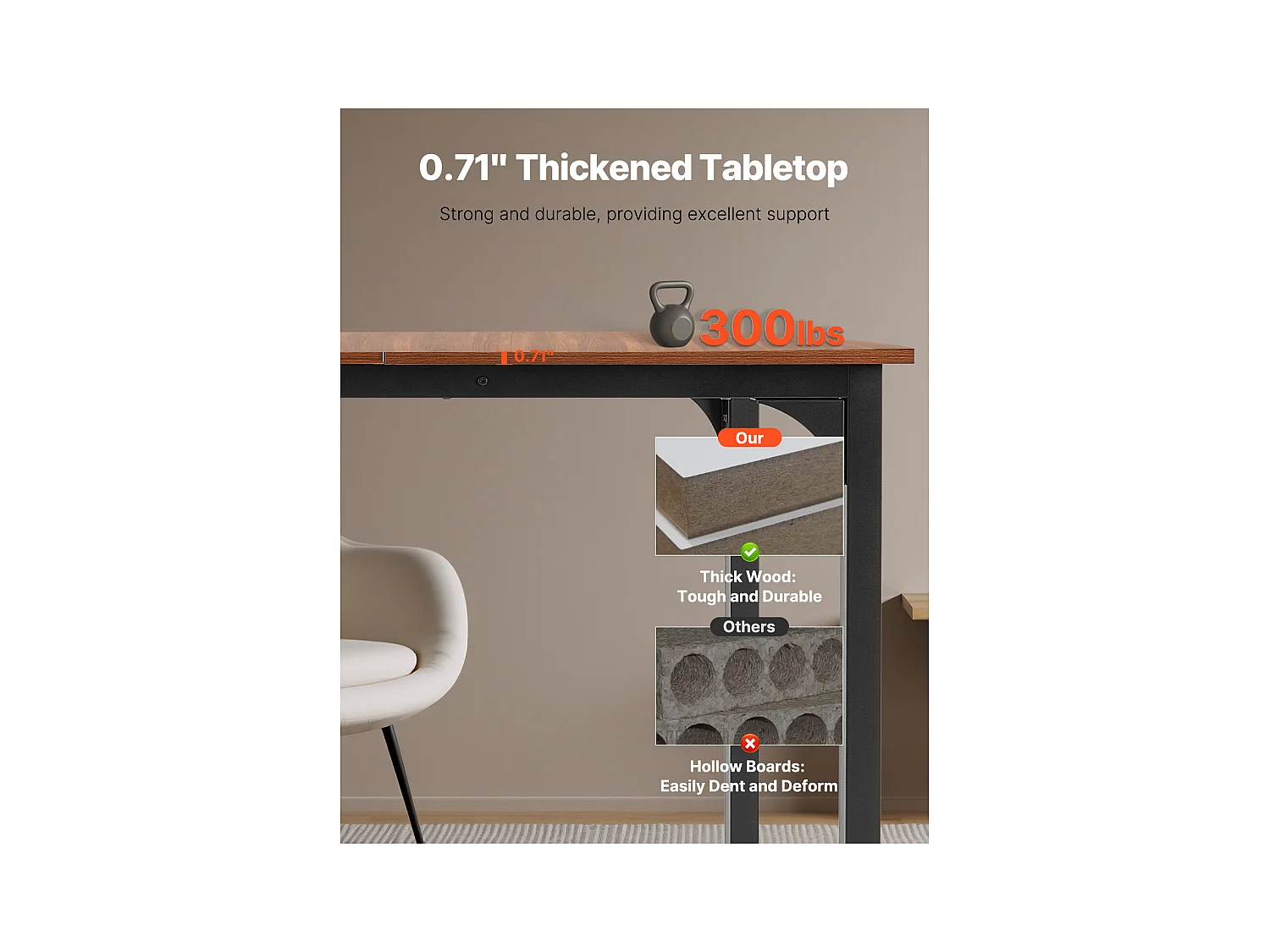 SucceBuy Table de Salle à Manger Rectangulaire en Bois, 180 cm pour 6 à 8 Personnes