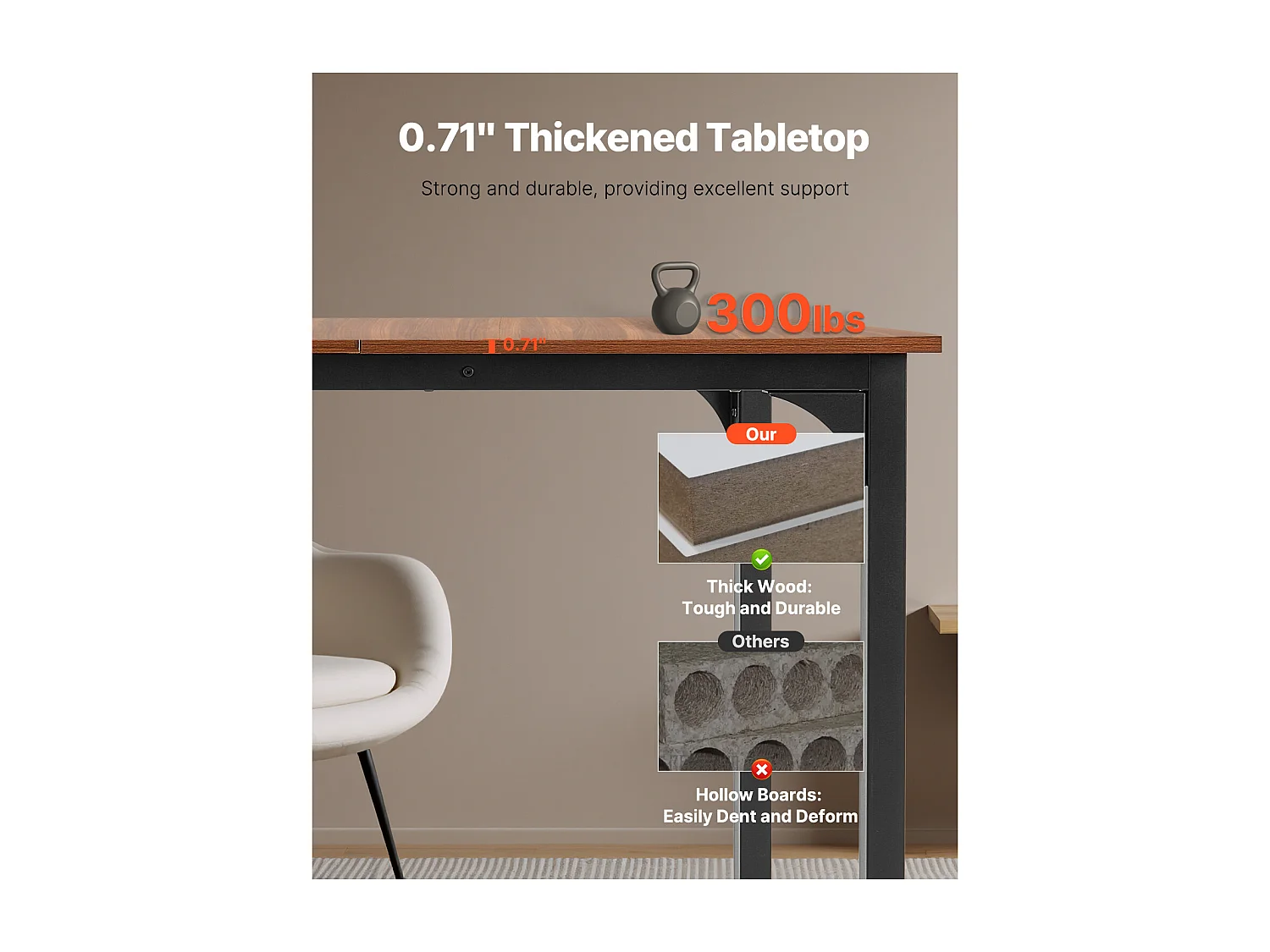 SucceBuy Table de Salle à Manger Rectangulaire en Bois, 180 cm pour 6 à 8 Personnes