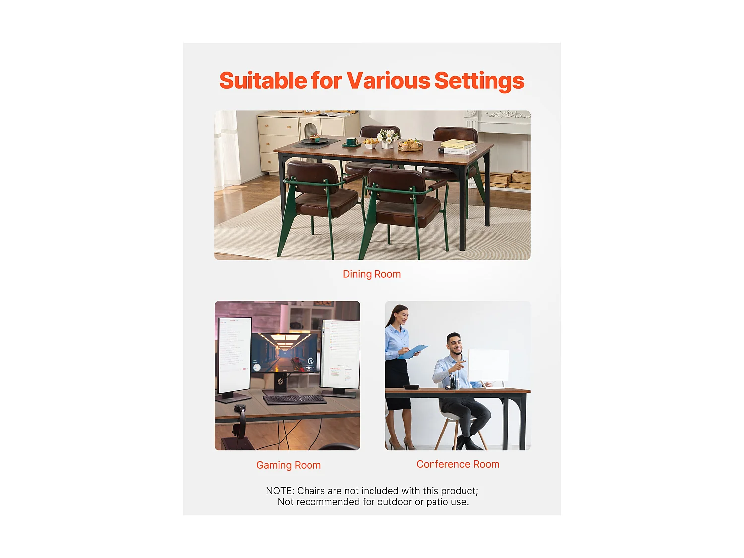 SucceBuy Table de Salle à Manger Rectangulaire en Bois, 180 cm pour 6 à 8 Personnes