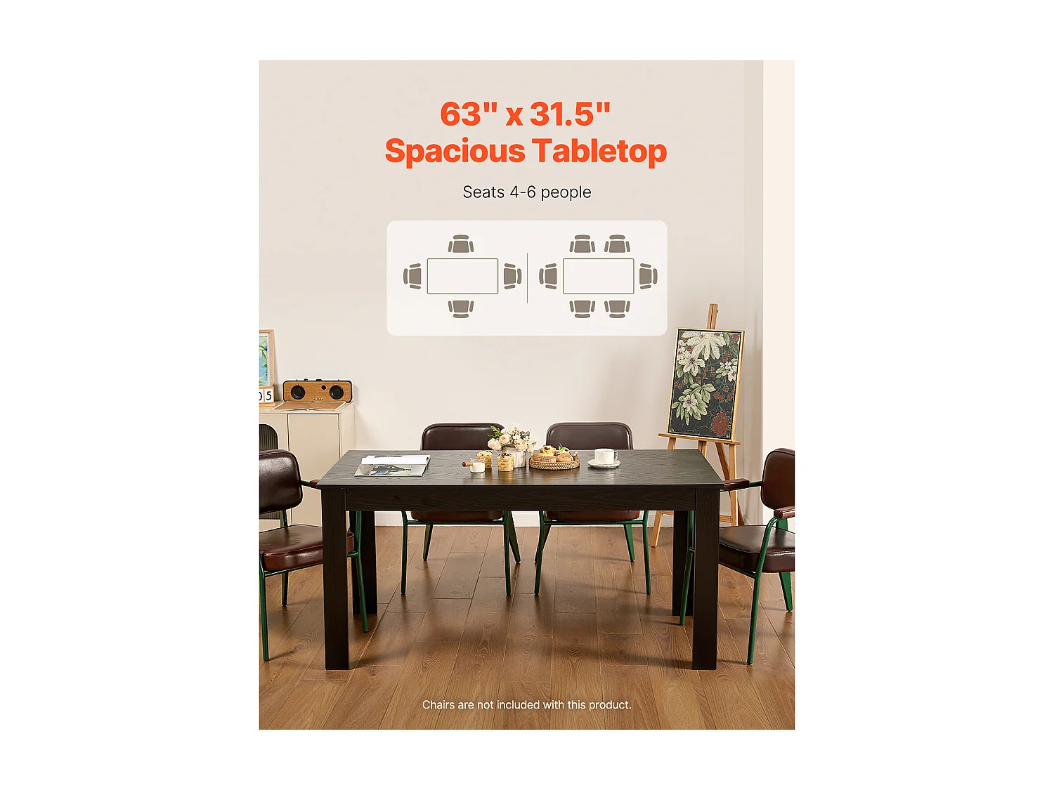 Stół Jadalny SucceBuy, Prostokątny z Drewna, 160 cm na 4 do 6 Osób, z Drewna MDF, do Użytku Domowego