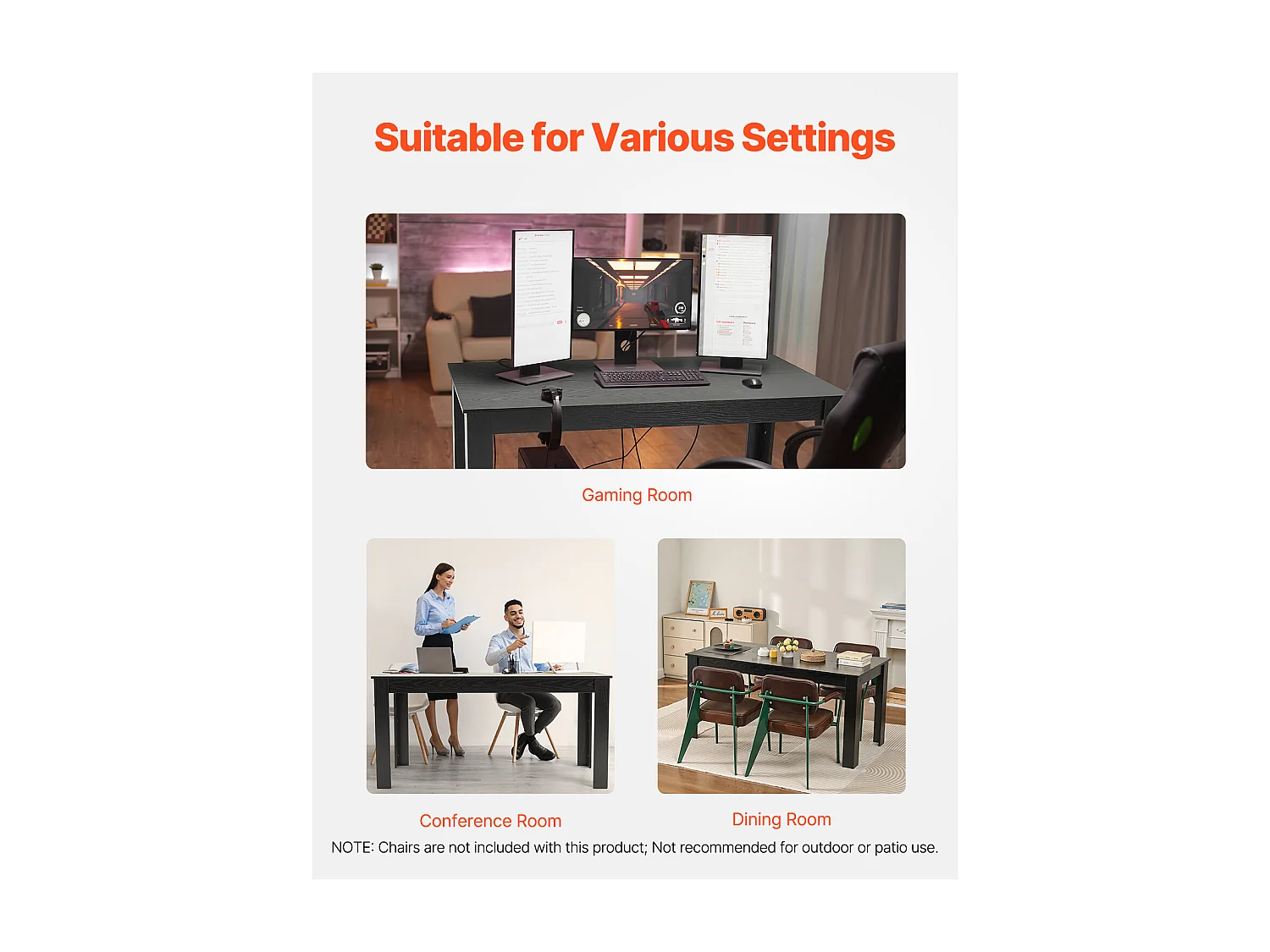 SucceBuy Table de Salle à Manger Rectangulaire en Bois, 160 cm pour 4 à 6 Personnes