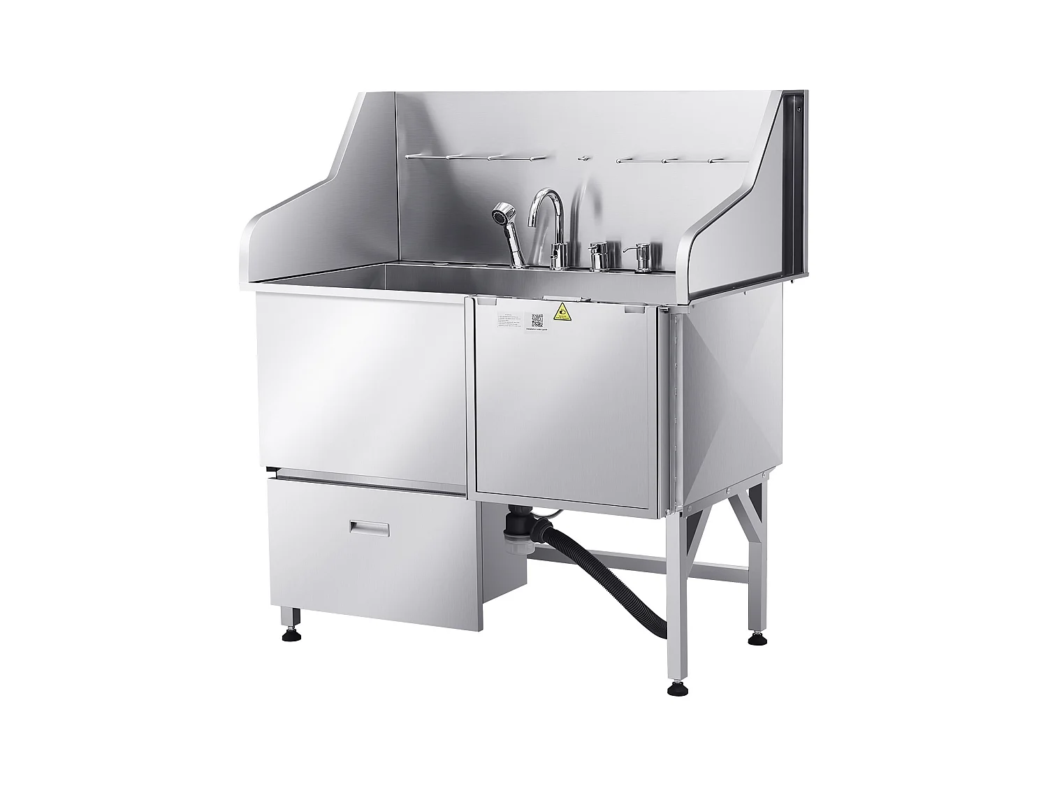 Baignoire de Chien SucceBuy, Animaux Compagnie Acier Inox 127,5cm, Rampe Porte Droite