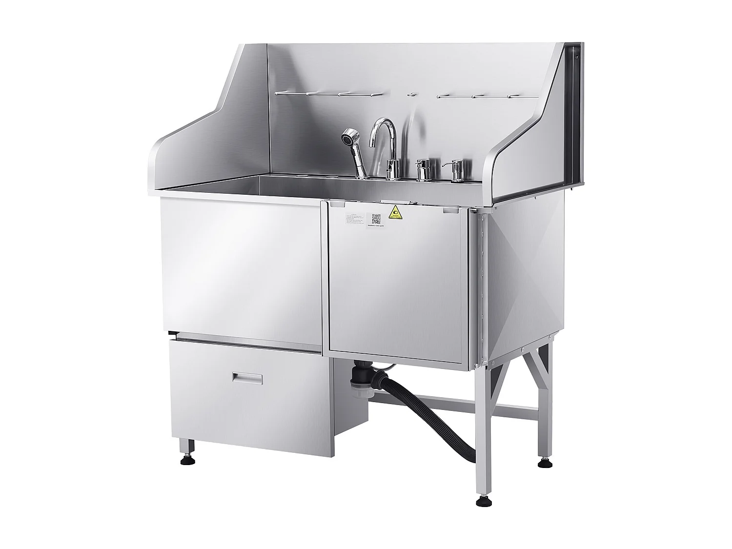 Baignoire de Chien SucceBuy, Animaux Compagnie Acier Inox 127,5cm, Rampe Porte Droite