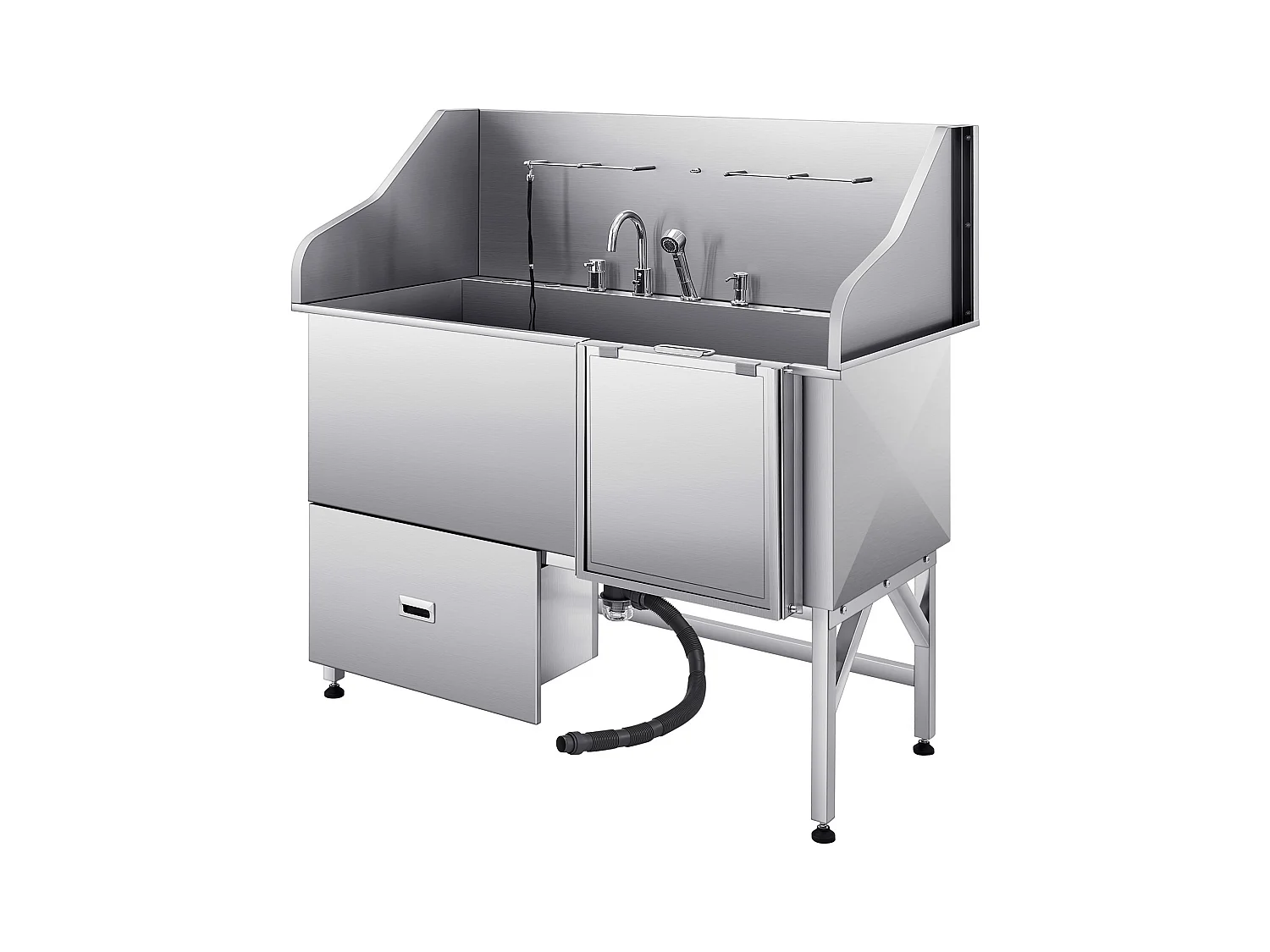 Baignoire de Chien SucceBuy, Animaux Compagnie Acier Inox 155 cm, Rampe Porte Droite