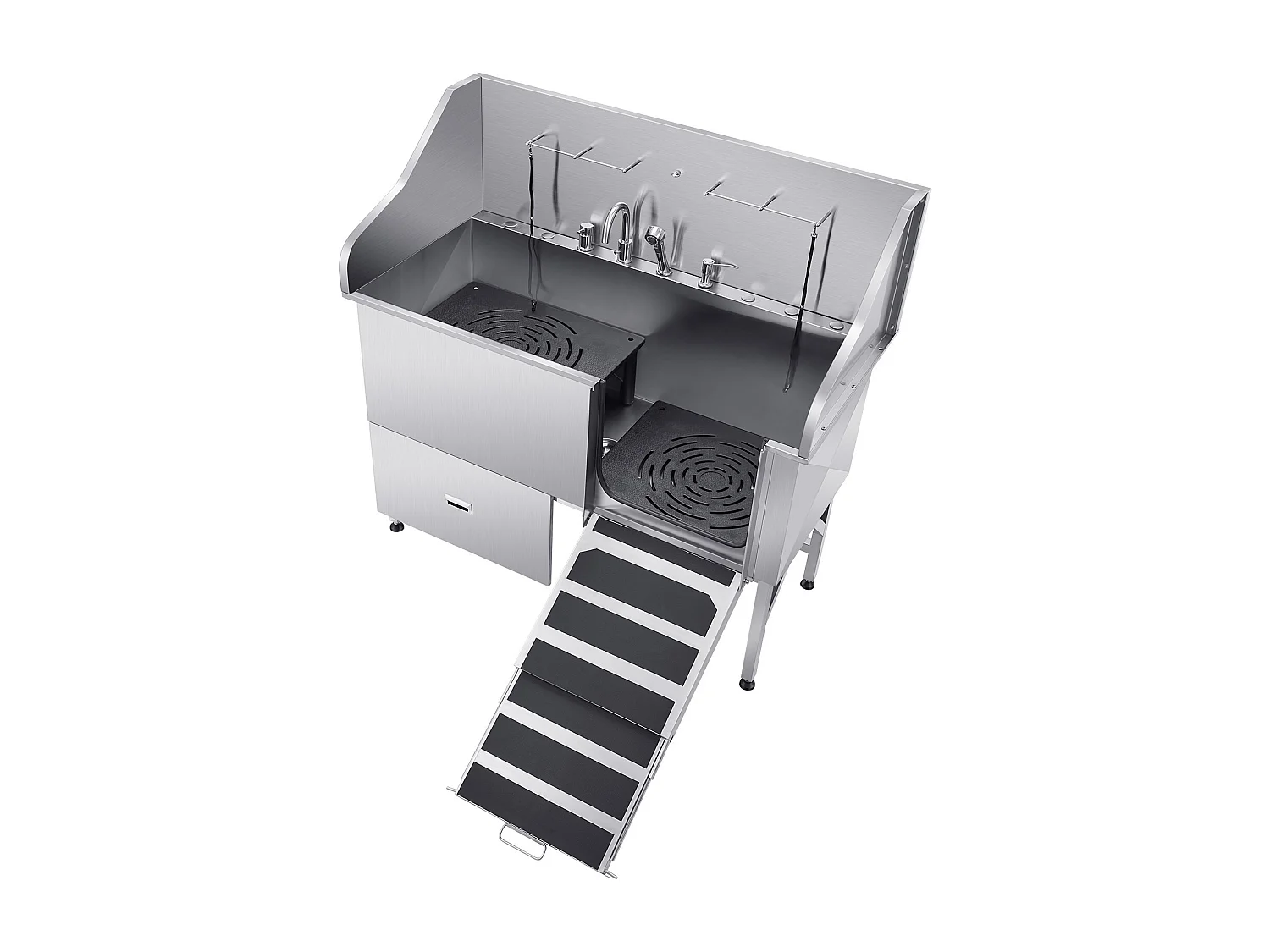 Baignoire de Chien SucceBuy, Animaux Compagnie Acier Inox 155 cm, Rampe Porte Droite