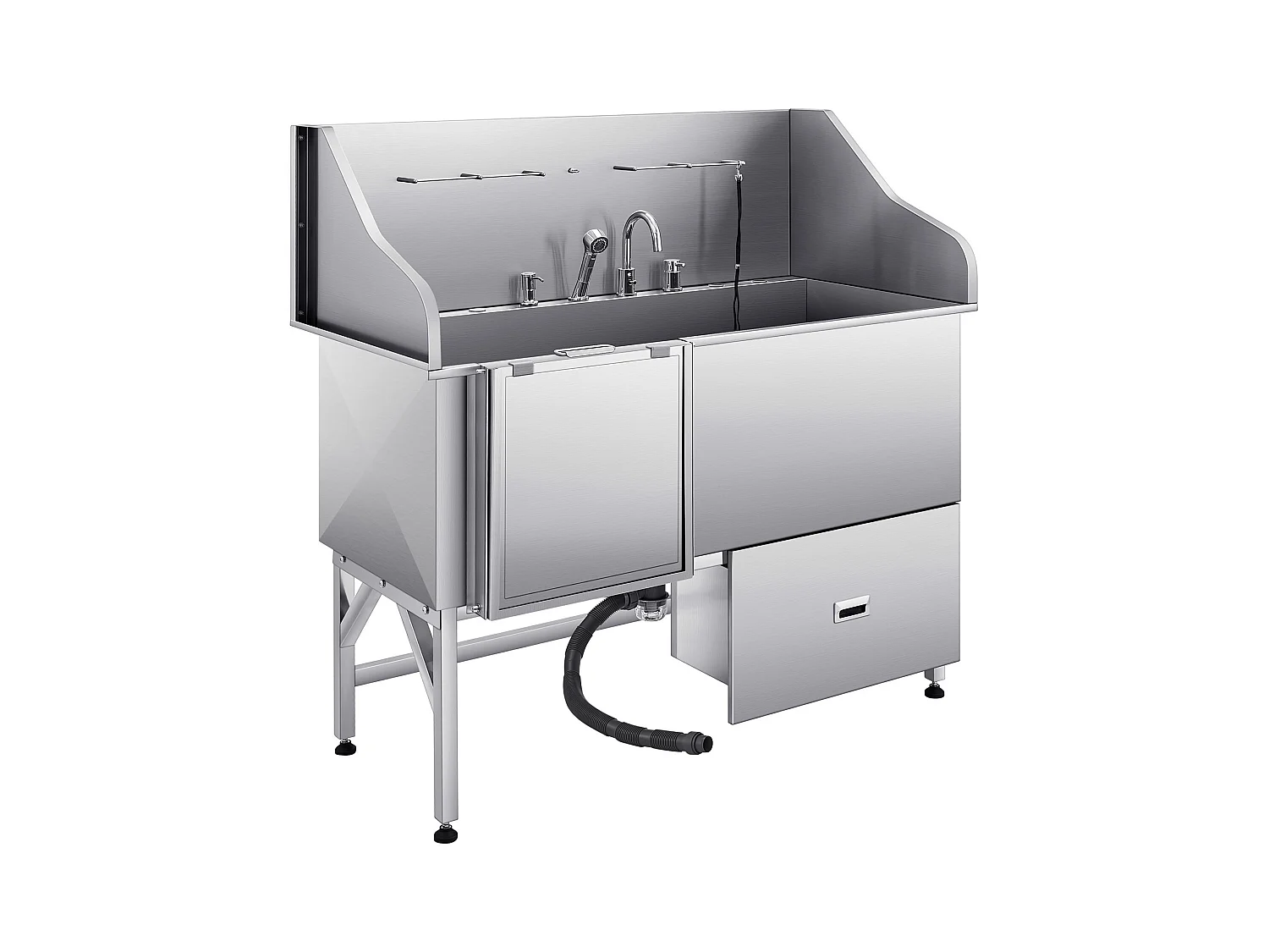 Baignoire de Chien SucceBuy, Animaux Compagnie Acier Inox 155 cm, Rampe Porte Gauche
