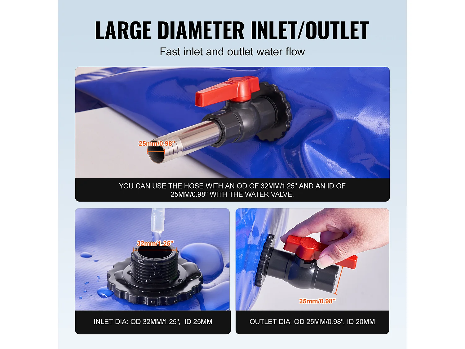 Réservoir d'Eau Portable SucceBuy de 1000L, Pliable en PVC 1000D, Réservoir d'Eau pour Camping-Car, Grande Capacité, Portable, Prévention des Incendies, Camping