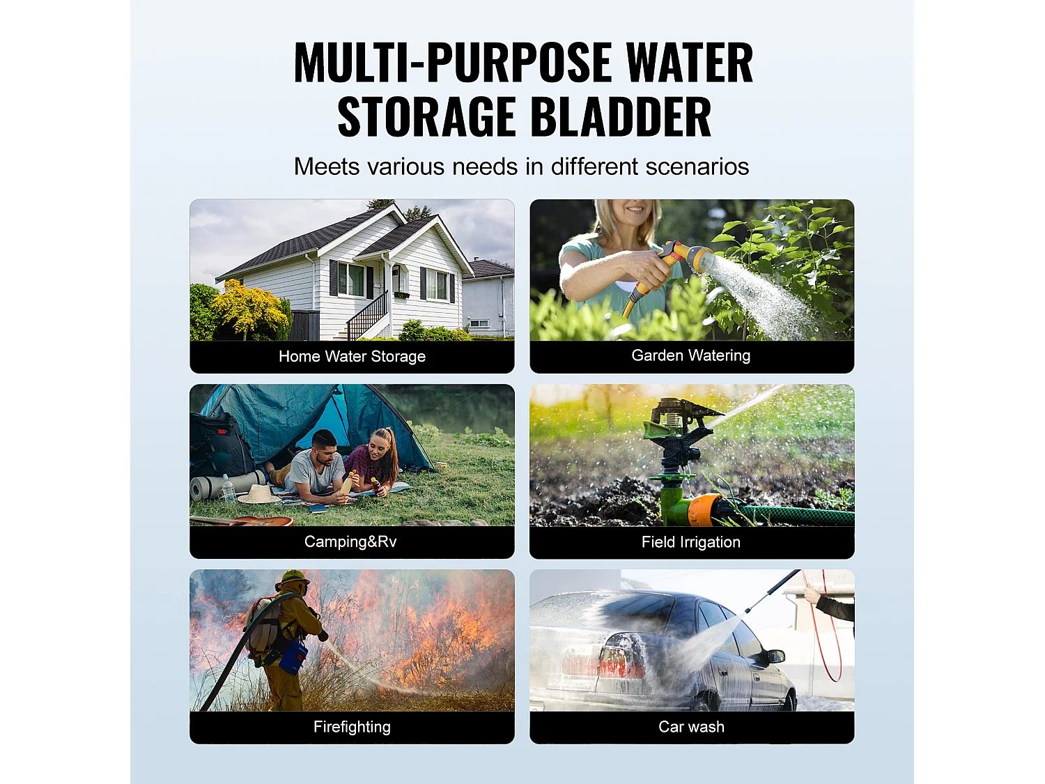 Réservoir d'Eau Portable SucceBuy de 1000L, Pliable en PVC 1000D, Réservoir d'Eau pour Camping-Car, Grande Capacité, Portable, Prévention des Incendies, Camping