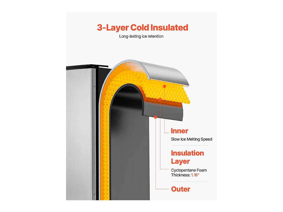 Machine à Glaçons Sous le Comptoir SucceBuy, 36 kg/Jour avec Porte Réversible Intégrée