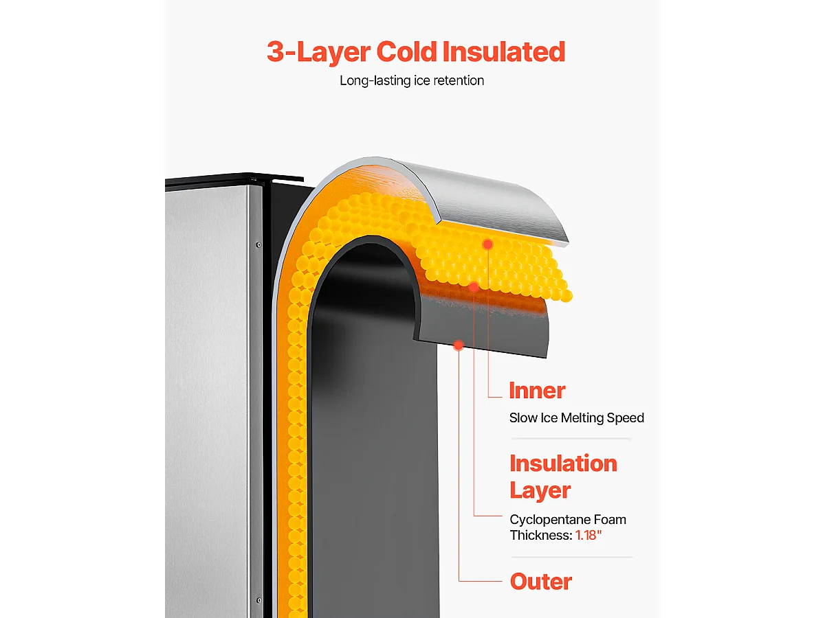 Machine à Glaçons Sous le Comptoir SucceBuy, 36 kg/Jour avec Porte Réversible Intégrée