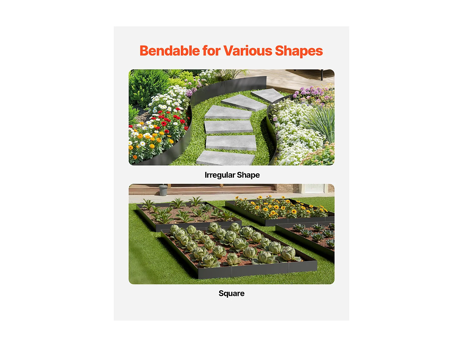 Bordure Paysagère Jardin Acier SucceBuy, Résistante à la Rouille 3 PCS, 101,6x20,3 cm