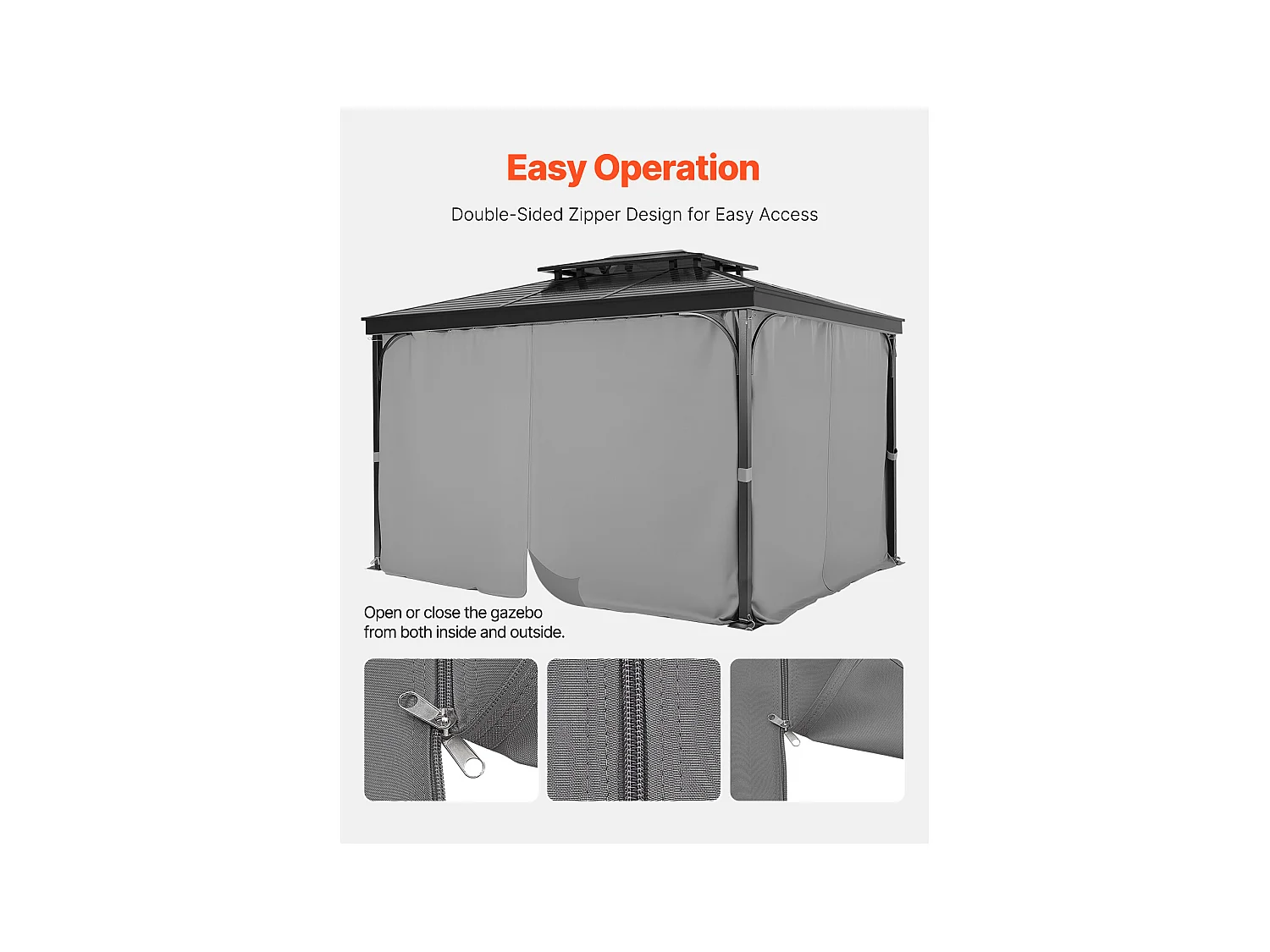 Zasłona Intymności, Nieprzepuszczalna Przez Wodę Altanka SucceBuy, 4 Panele, 284 x 284 x 211 cm, Szary