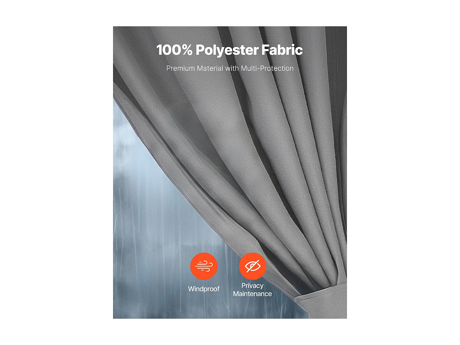 Zasłona Intymności, Nieprzepuszczalna Przez Wodę Altanka SucceBuy, 4 Panele, 284 x 284 x 211 cm, Szary