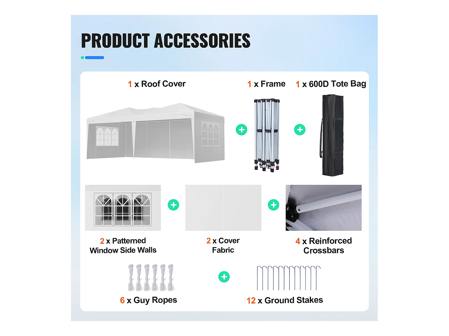 Tonnelle Pop-up SucceBuy Gazebo Auvent Abri Solaire, 5,9 x 2,96 m, avec Parois Latérale