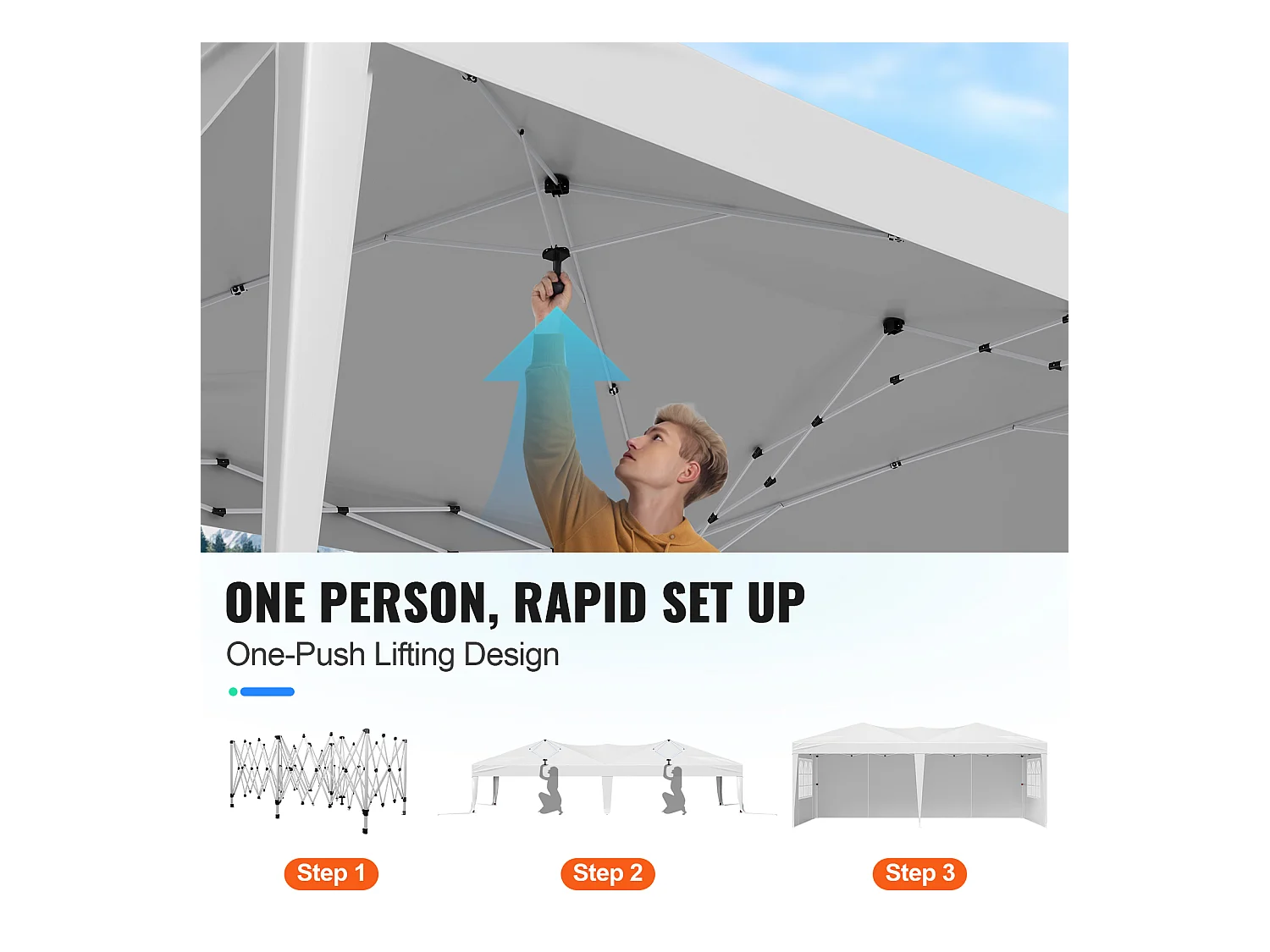 Tonnelle Pop-up SucceBuy Gazebo Auvent Abri Solaire, 5,9 x 2,96 m, avec Parois Latérale