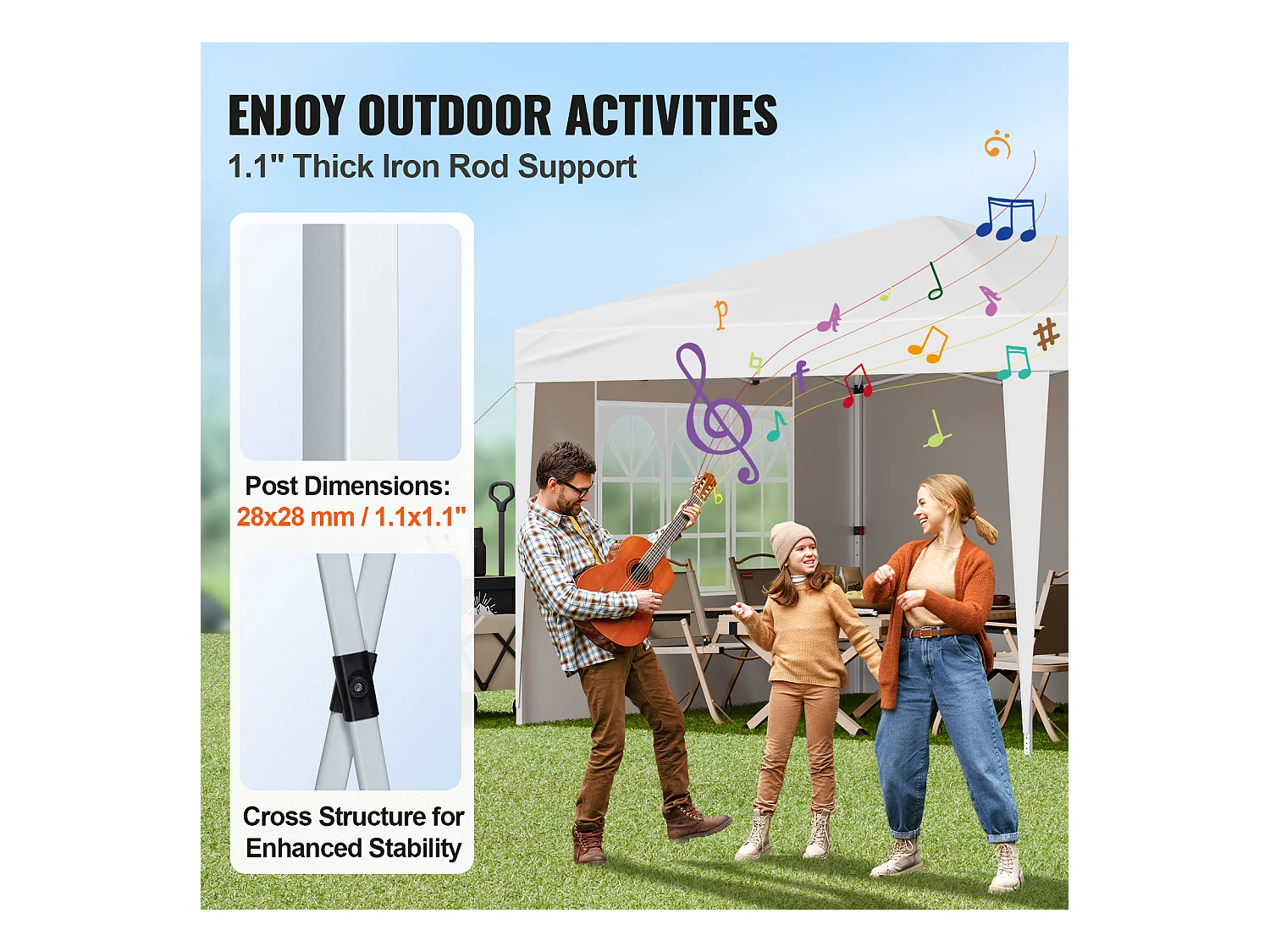 Tonnelle Pop-up SucceBuy Gazebo Auvent Abri Solaire, 5,9 x 2,96 m, avec Parois Latérale