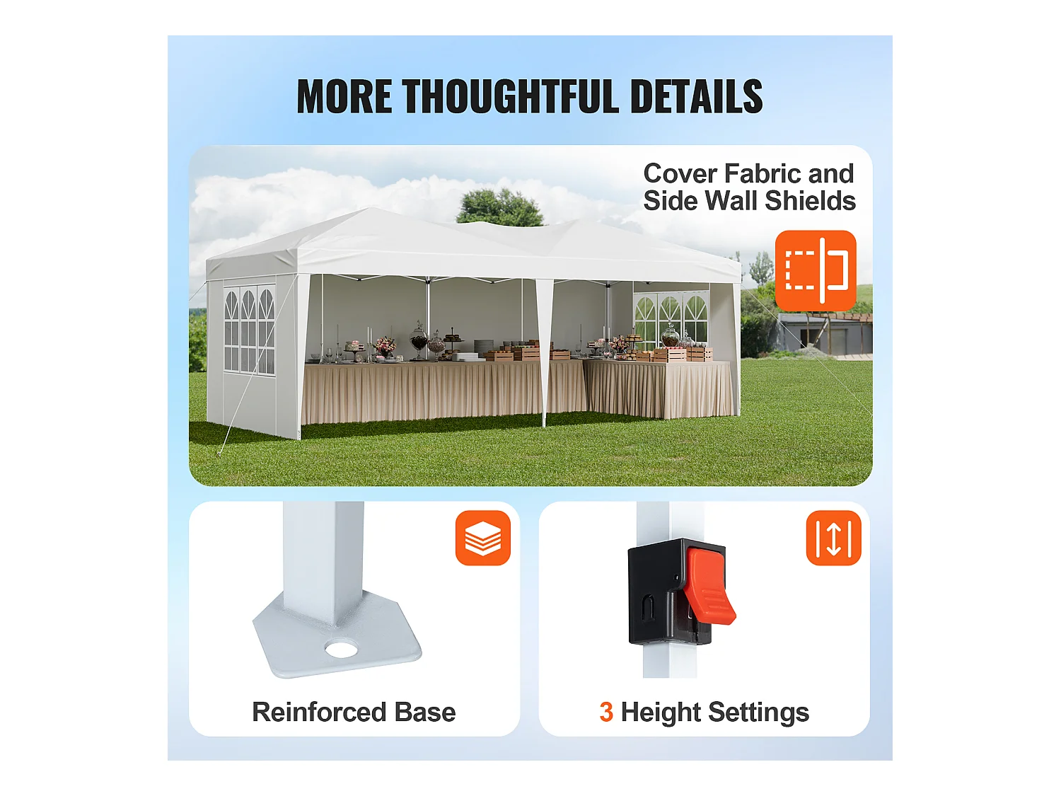 Tonnelle Pop-up SucceBuy Gazebo Auvent Abri Solaire, 5,9 x 2,96 m, avec Parois Latérale