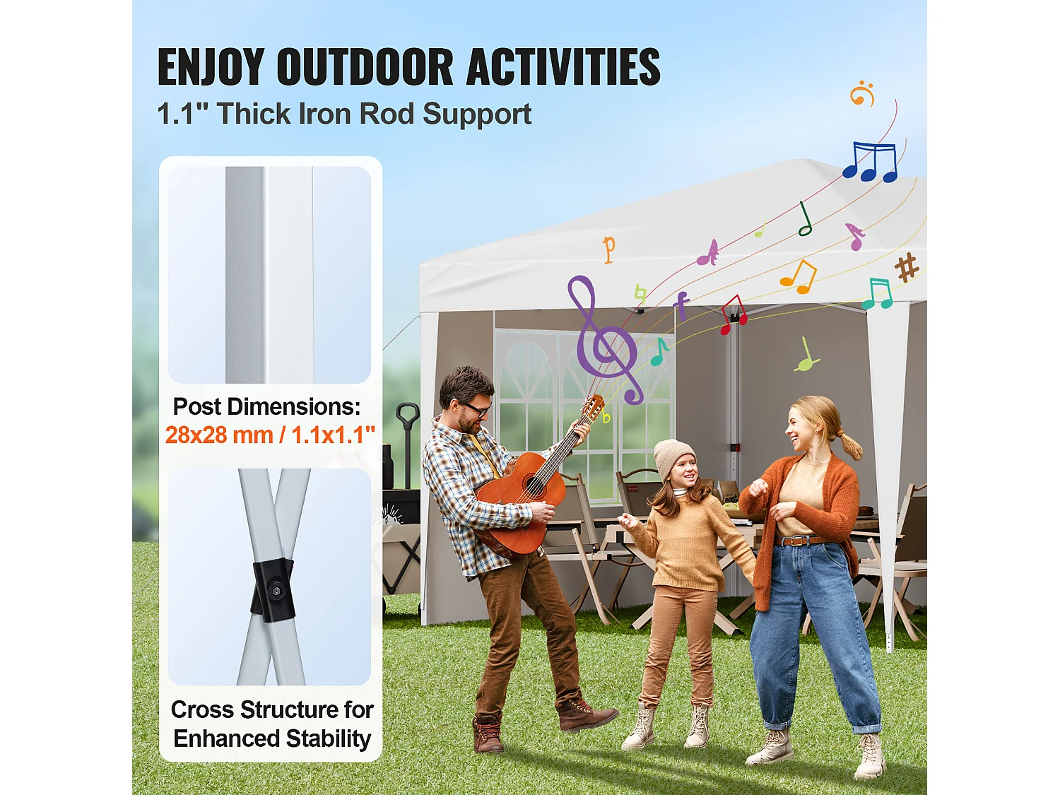 Tonnelle Pop-up SucceBuy Gazebo Auvent Abri Solaire, 5,9 x 2,96 m, avec Parois Latérale