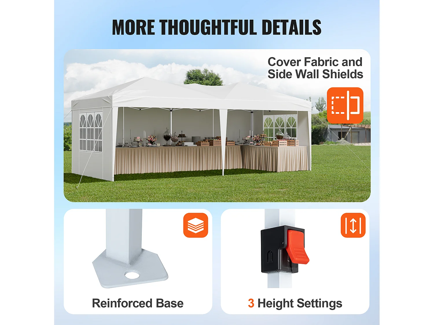 Tonnelle Pop-up SucceBuy Gazebo Auvent Abri Solaire, 5,9 x 2,96 m, avec Parois Latérale