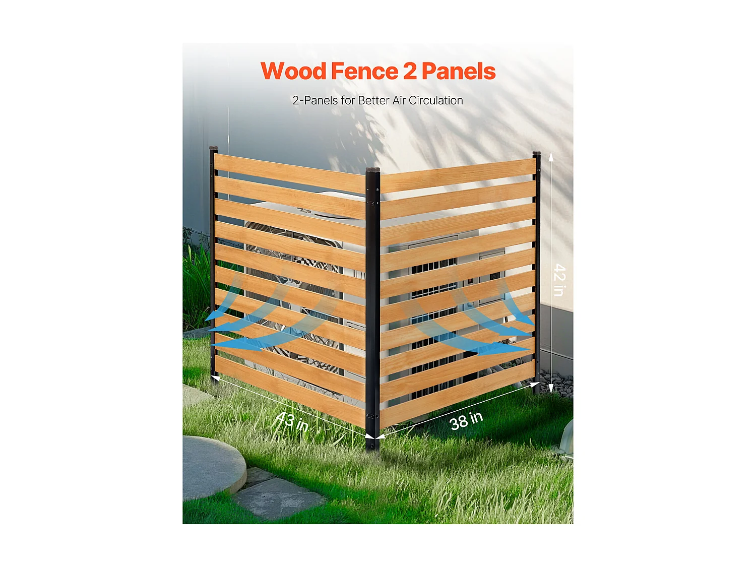 Clôture de Confidentialité Bois SucceBuy, 2 Panneaux,110 x 98,2 cm pour Climatiseur