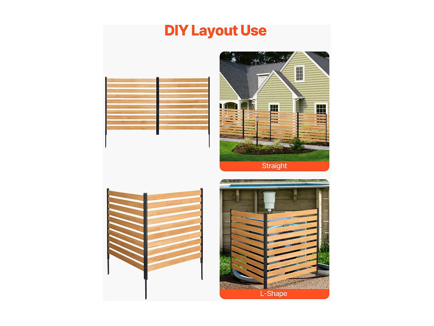 Clôture de Confidentialité Bois SucceBuy, 2 Panneaux,110 x 98,2 cm pour Climatiseur