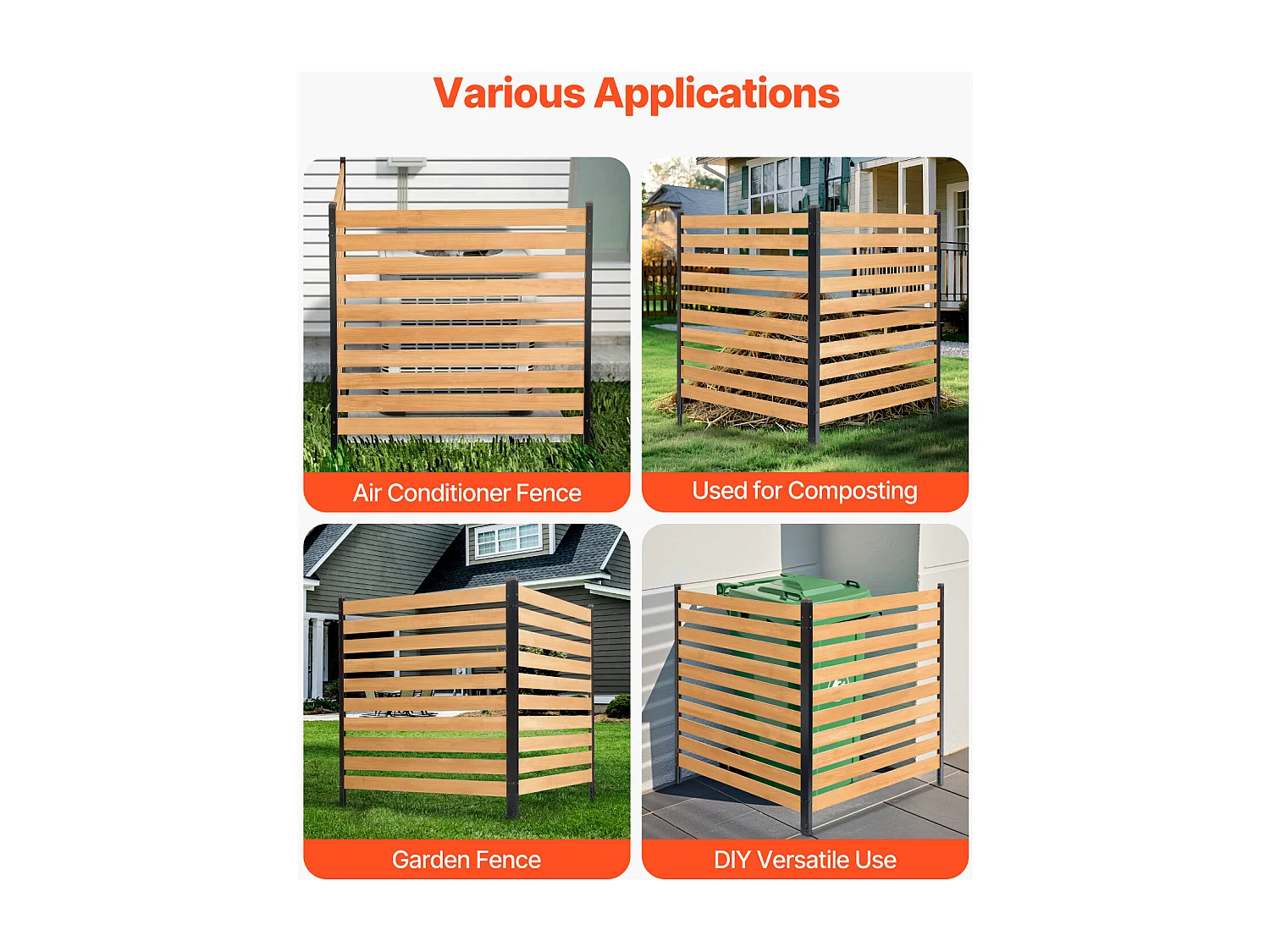 Clôture de Confidentialité Bois SucceBuy, 2 Panneaux,110 x 98,2 cm pour Climatiseur